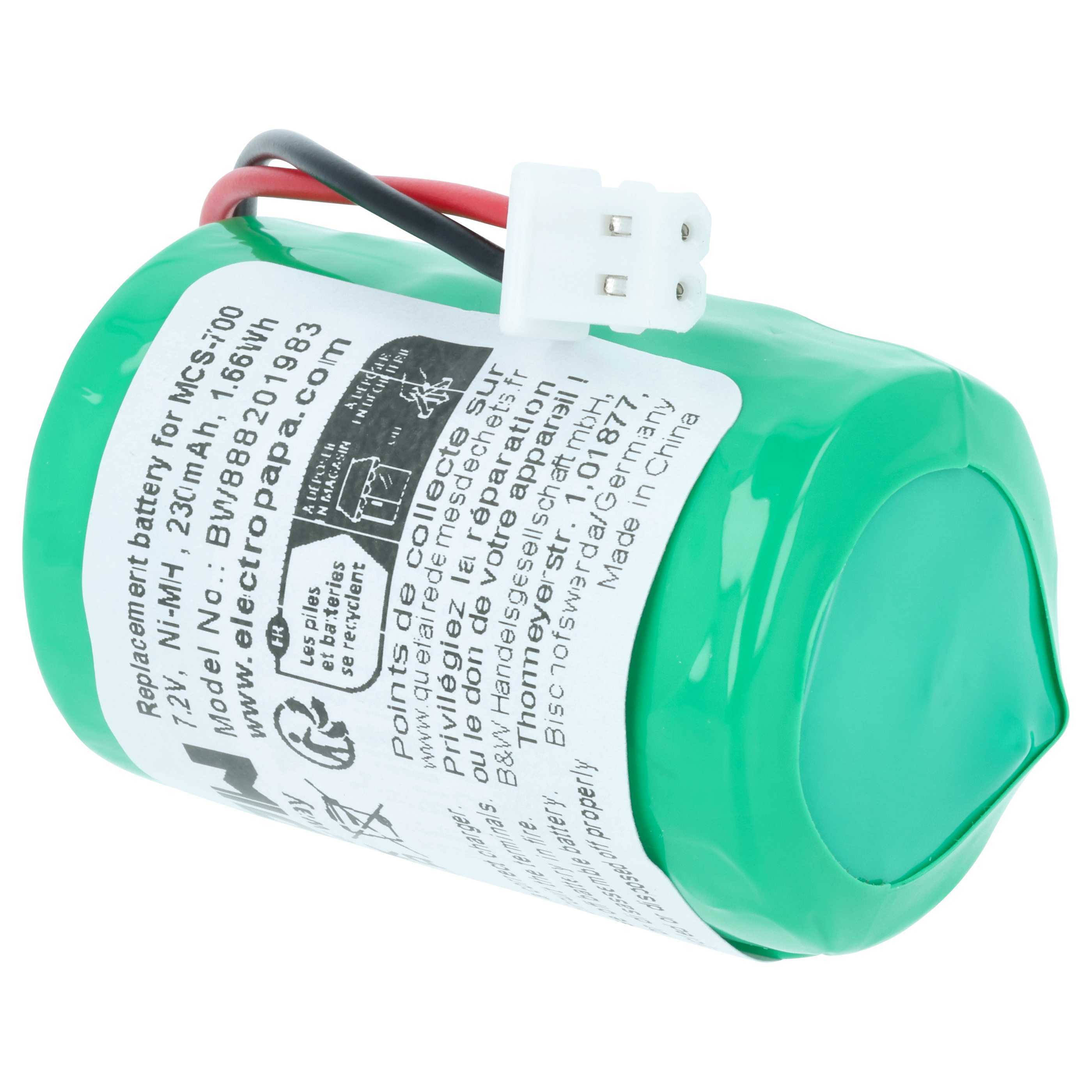Alarmanlage-Akku als Ersatz für Visonic 0-9912-J, GP250BVH6AMX für Visonic - 230mAh 7,2V NiMH