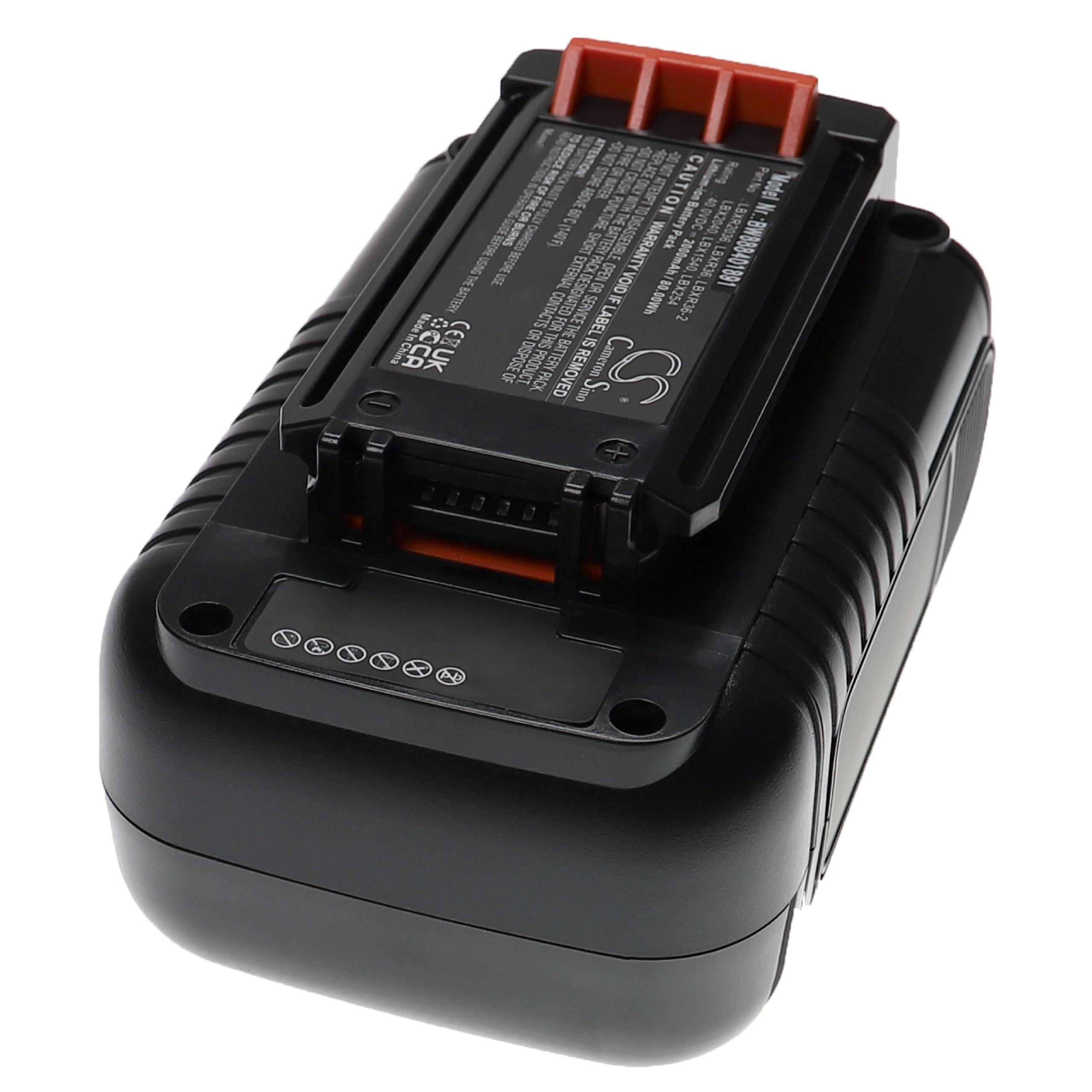 Batería reemplaza Black & Decker LBX1540-2, LBX1540, BL20362, BL2036 para herramienta - 2000 mAh, 40 V, Li-Ion