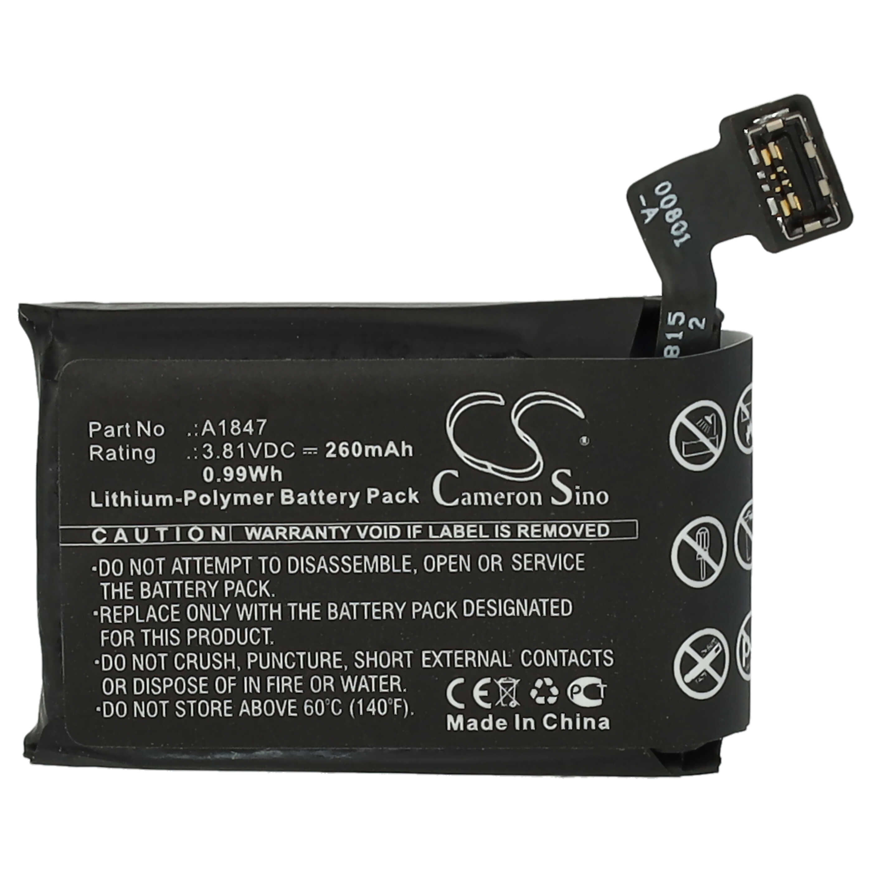 Bateria do smartwatch zamiennik Apple A1847 - 260 mAh 3,81 V LiPo + narzędzia