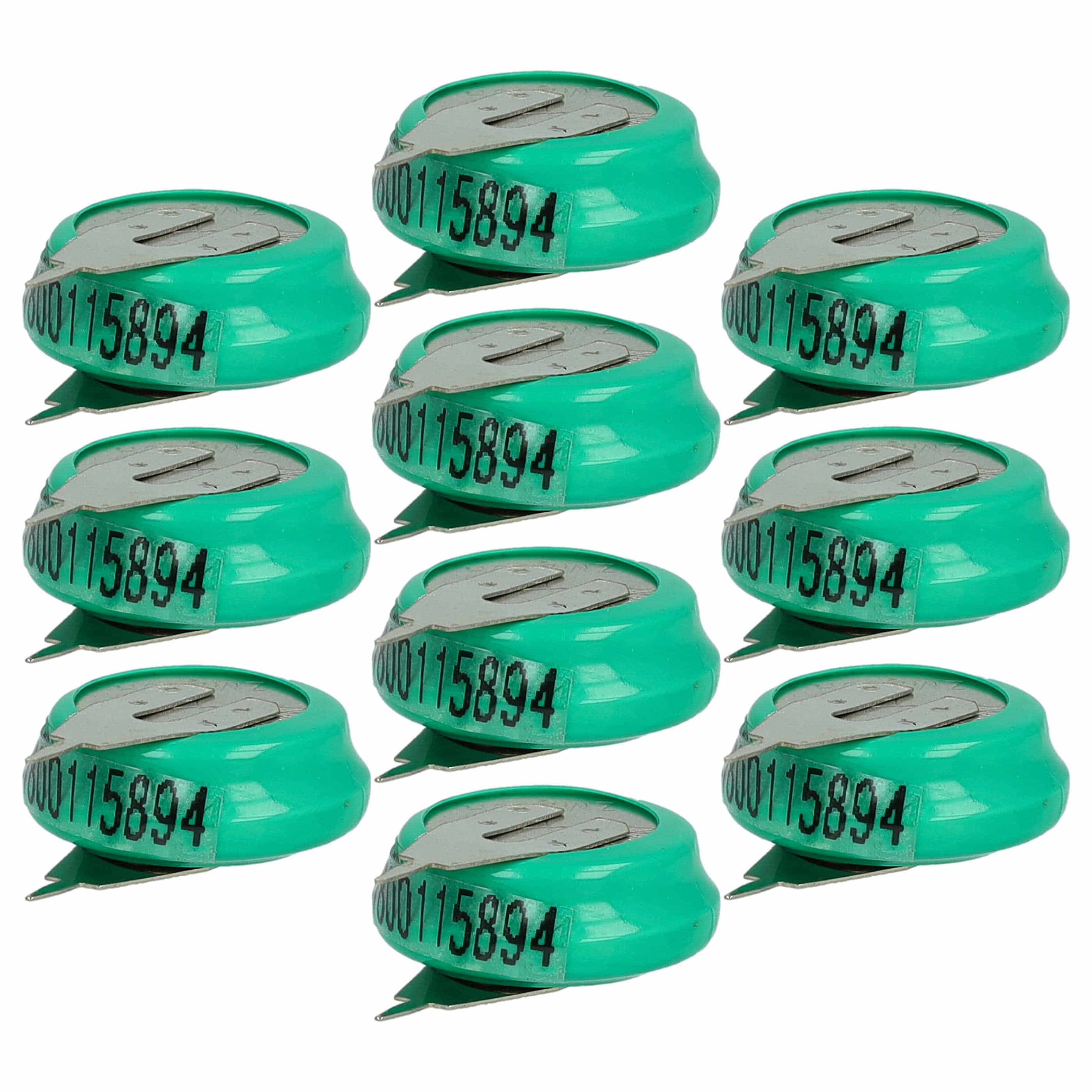 10x Button Cell Battery Type 1/V80H 2 Pins for Model Building Solar Lamps etc. - 80 mAh 1.2 V NiMH