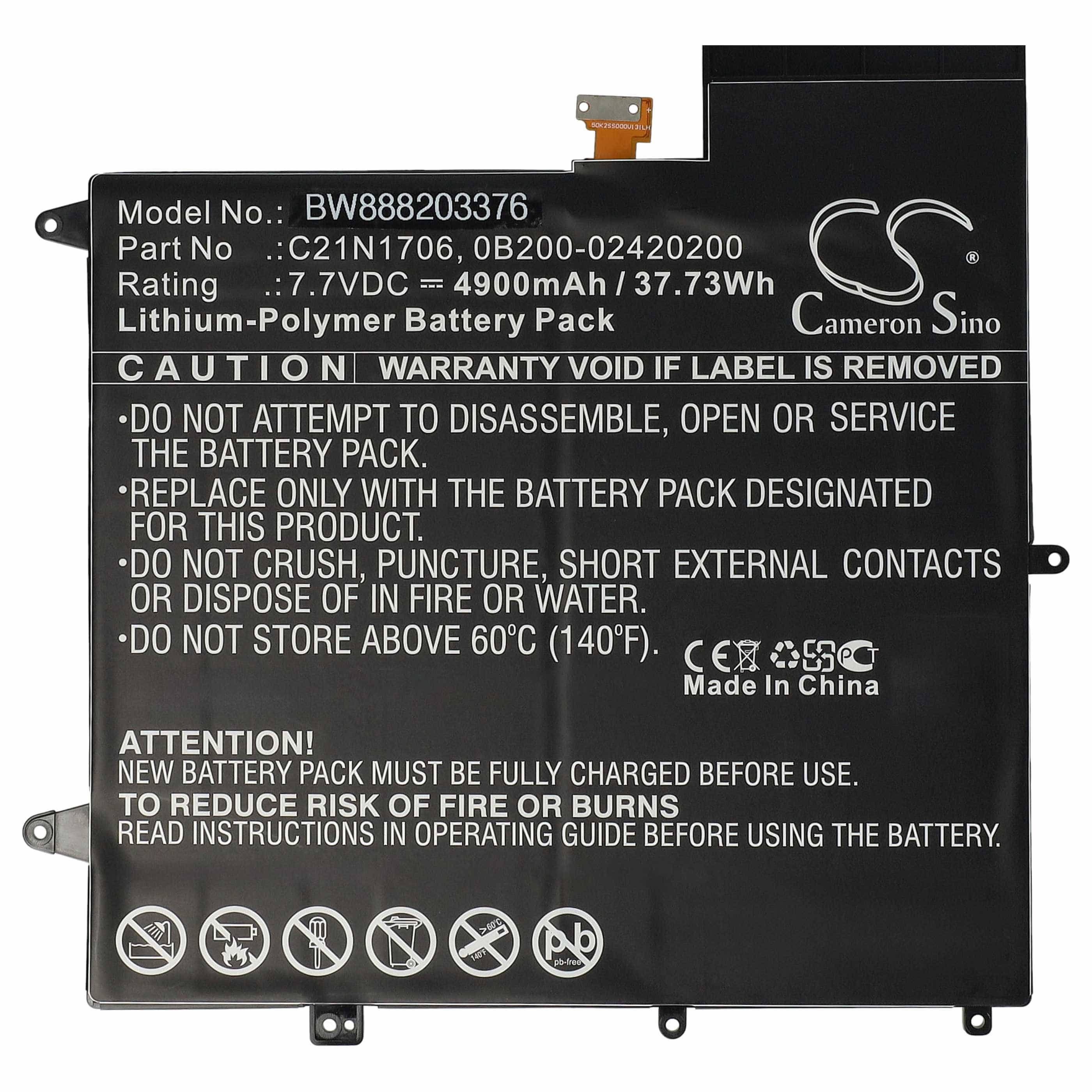 Akumulator do laptopa zamiennik Asus 0B200-02420200, C21N1706 - 4900 mAh 7,7 V LiPo