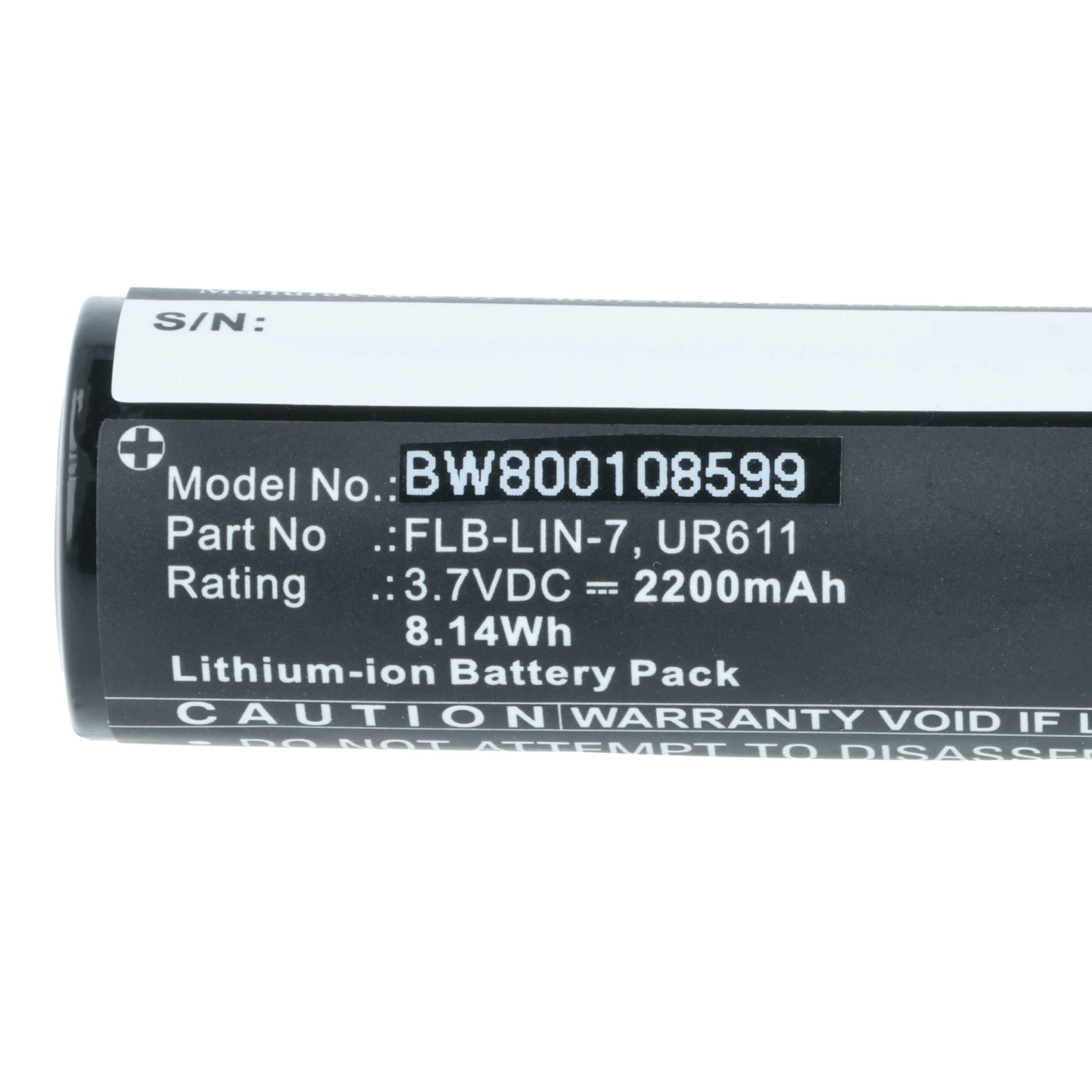 Torch - 3x Battery replaces Inova FLB-LIN-7, UR611 - 2200 mAh 3.7 V Li-Ion