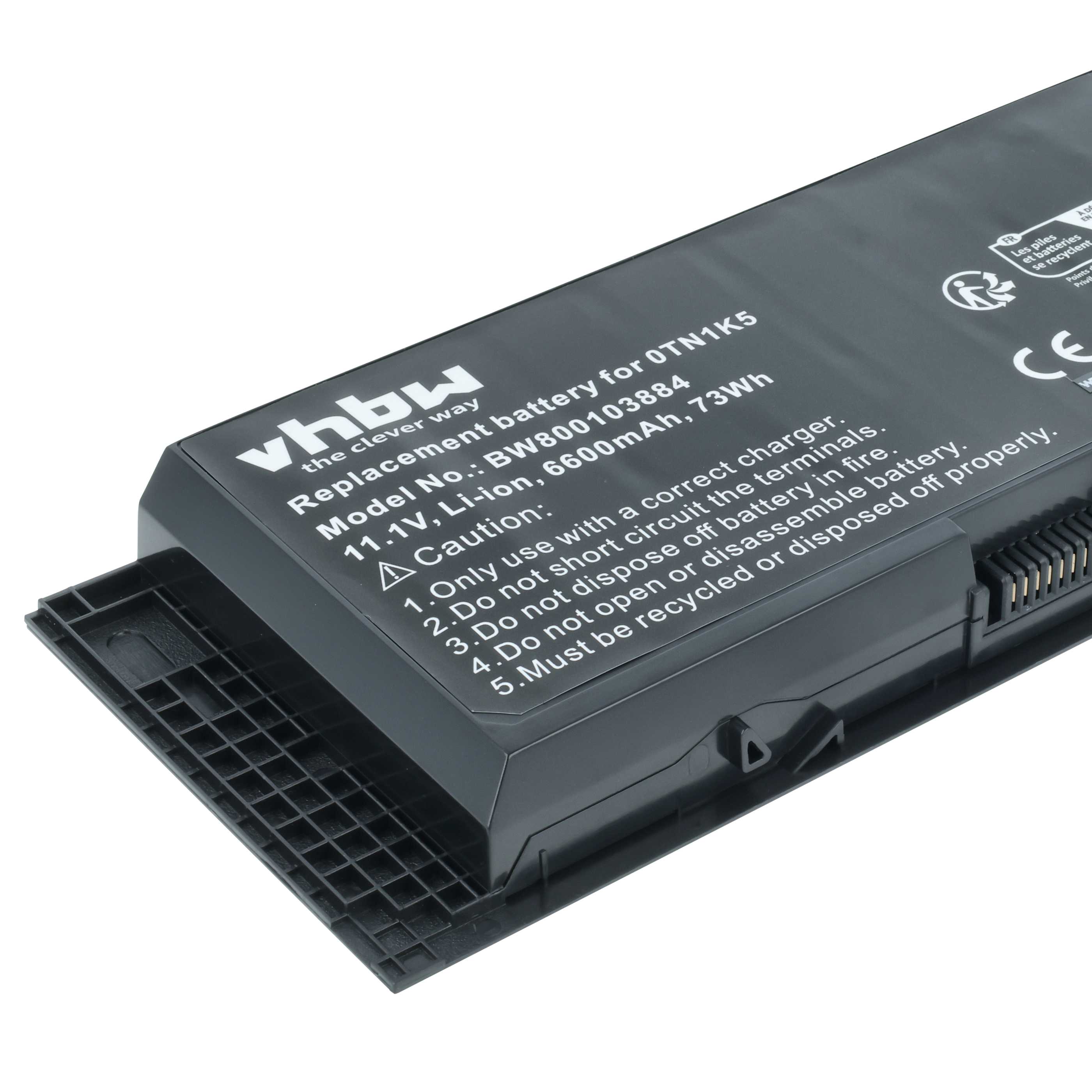 Batteria sostituisce Dell 0JHYP2, 0FVWT4, 0R7PND, 0PG6RC, 0RY6WH per notebook - 6600mAh 11,1V Li-Ion nero