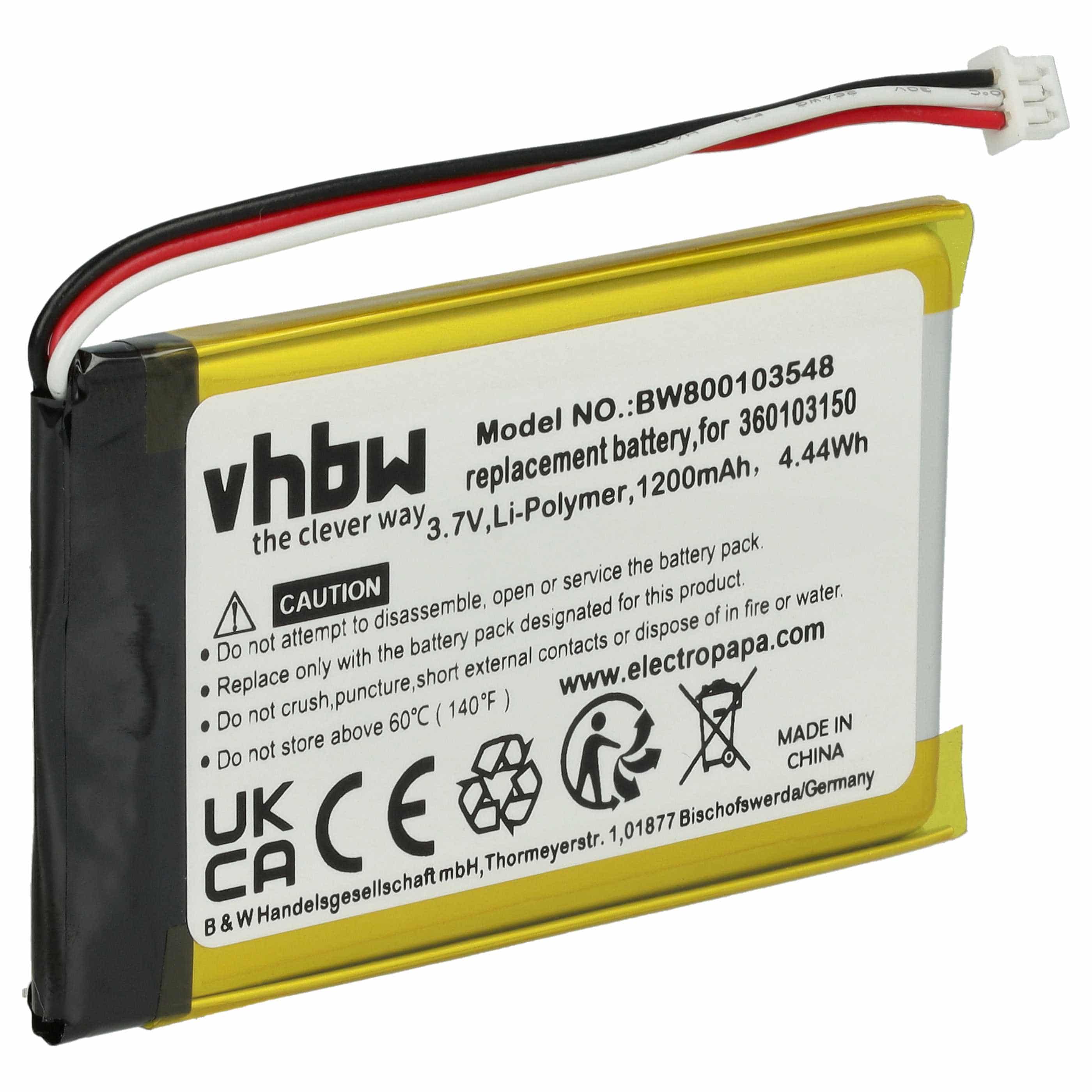 Akumulator do nawigacji GPS zamiennik TomTom 360103150 - 1200 mAh 3,7 V Li-Ion