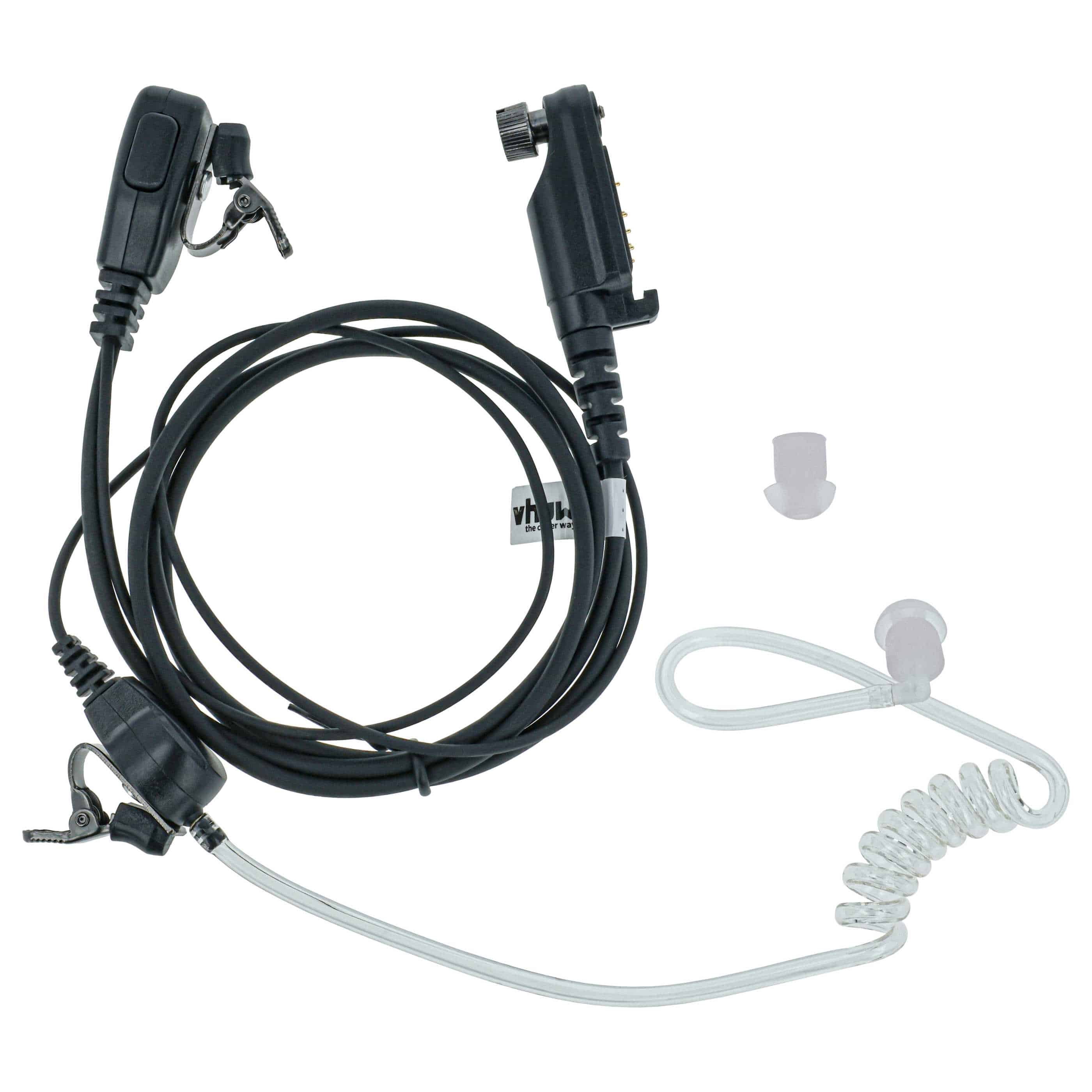 Security Radio Headset suitable for HYT / Hytera X1e - with PTT Microphone + Clip Mount + Phono Cable