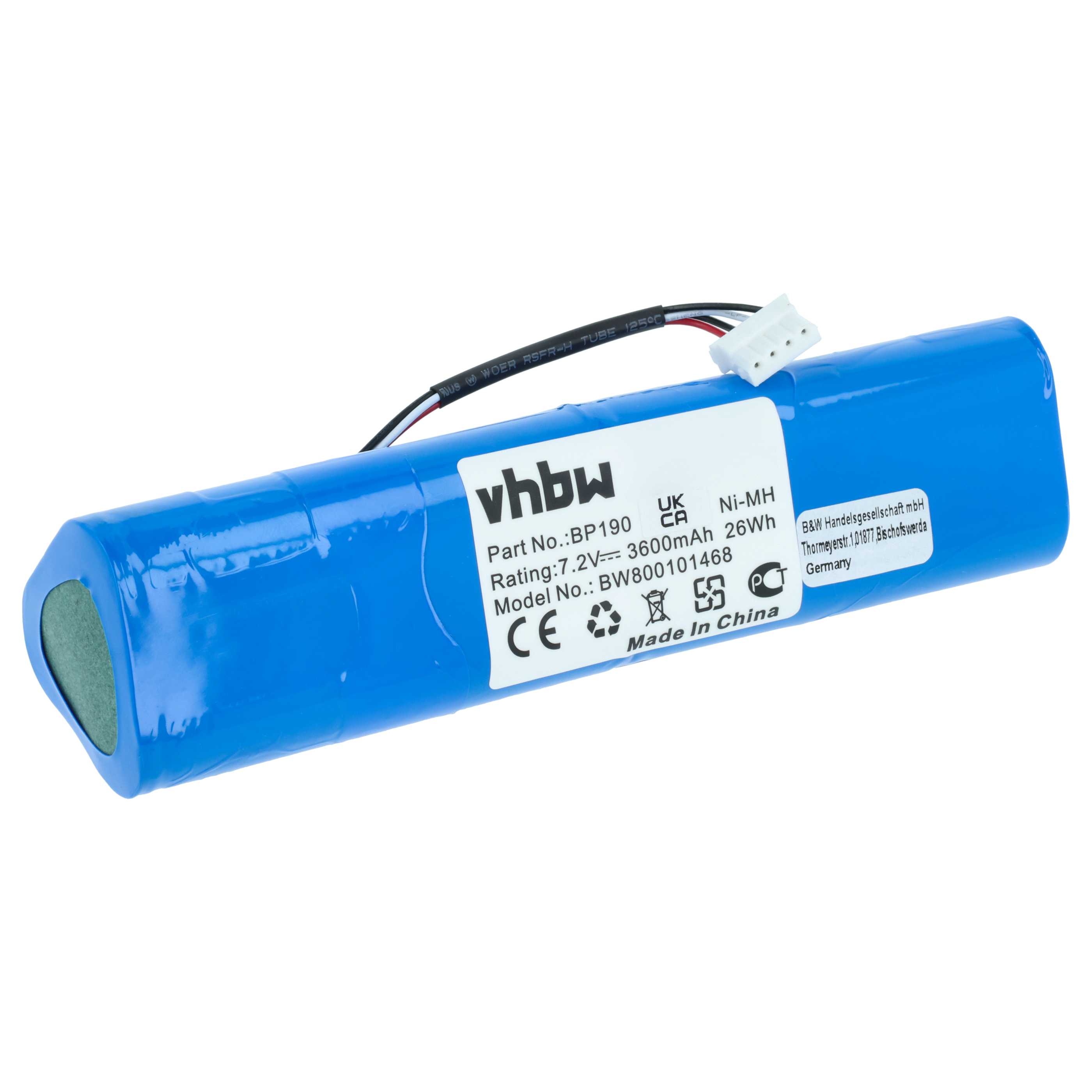 Batería reemplaza Fluke B11432, BP-190, BP190 para dispositivo medición (3600 mAh, 7,2 V, NiMH)