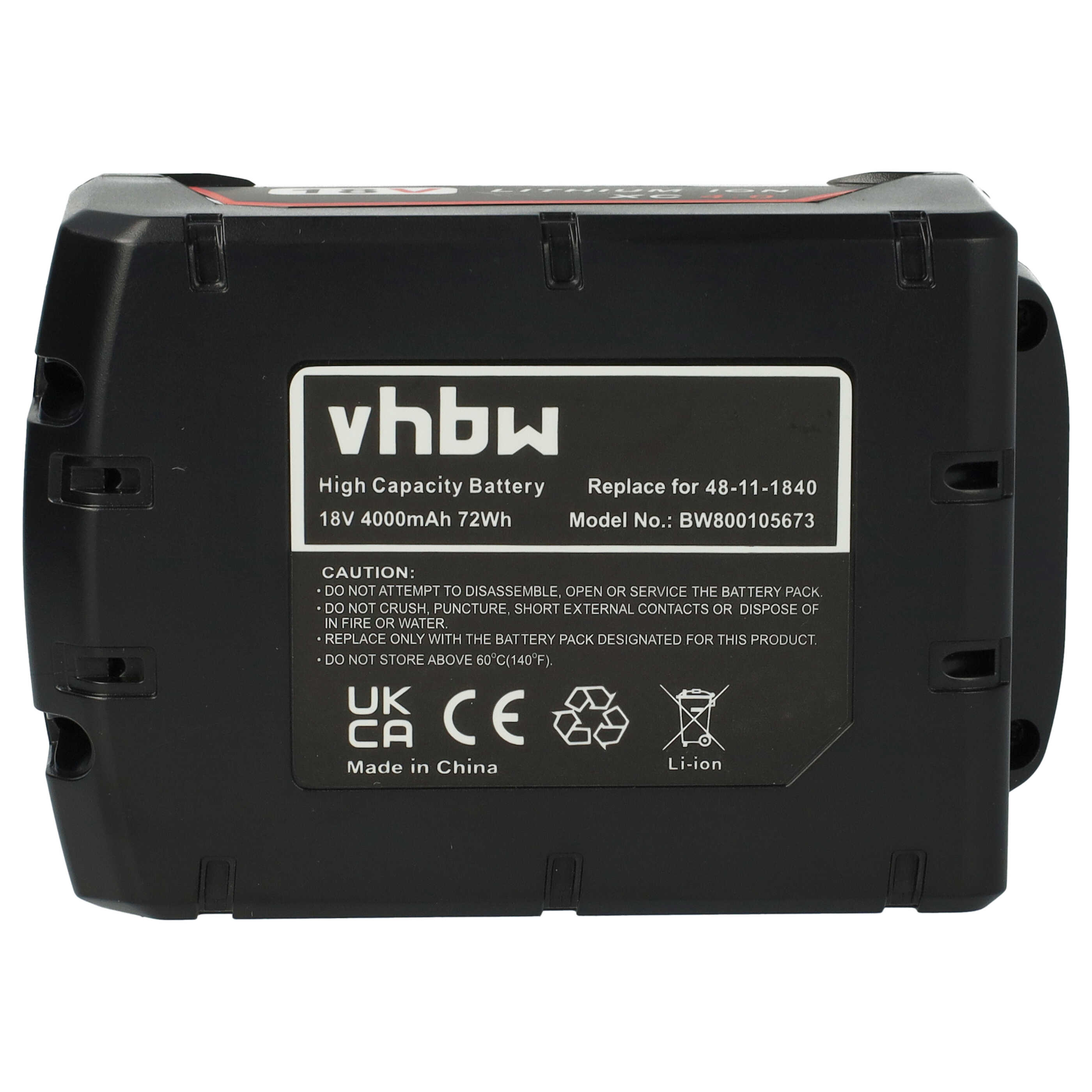 Electric Power Tool Battery Replaces Berner BBP 18, 175187 - 4000 mAh, 18 V, Li-Ion
