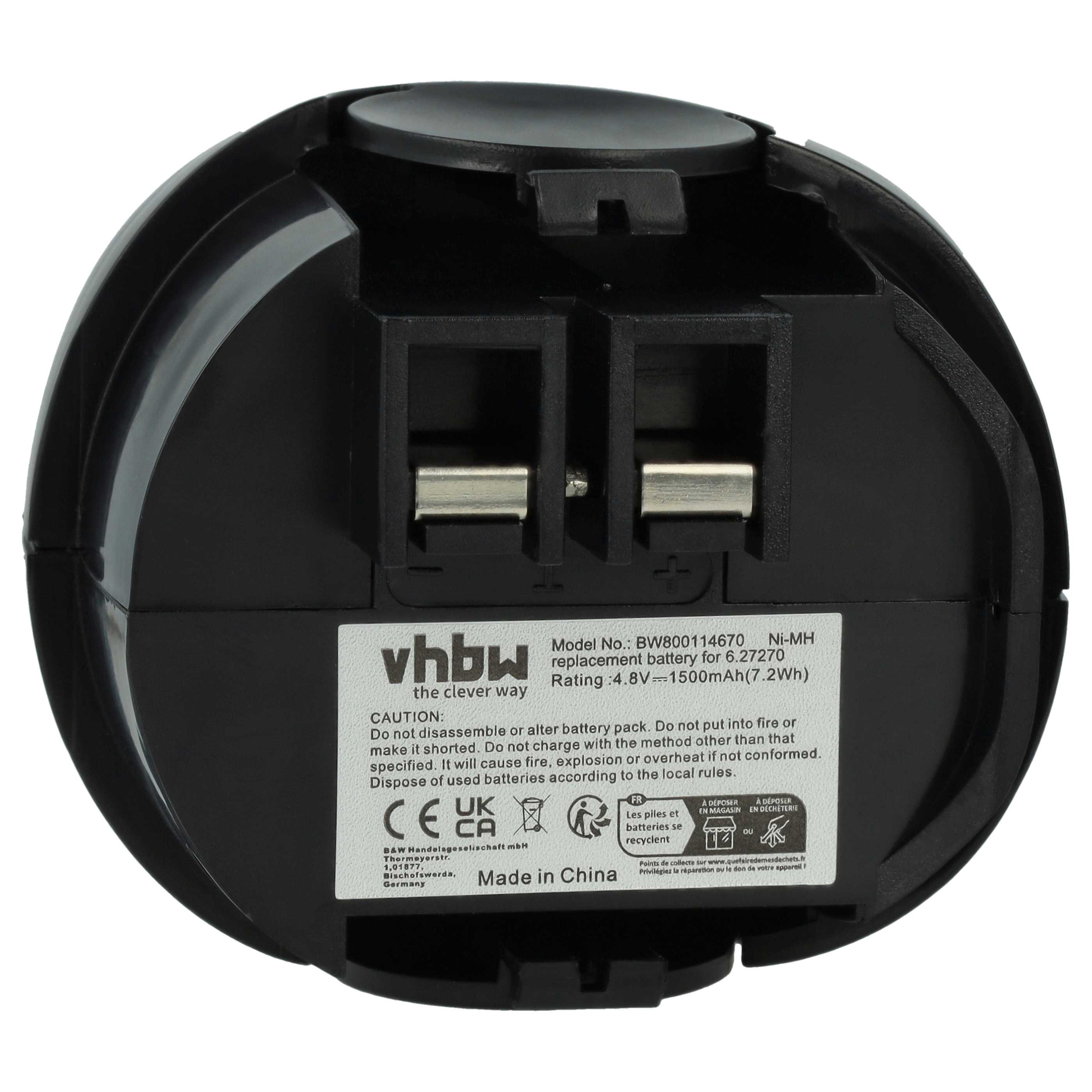 Akku (2x Stück) 4,8V als Ersatz für Metabo 6.27270, 6.27271, 6.27273, 6.31858, 0700 950 013 - 1,5Ah, NiMH