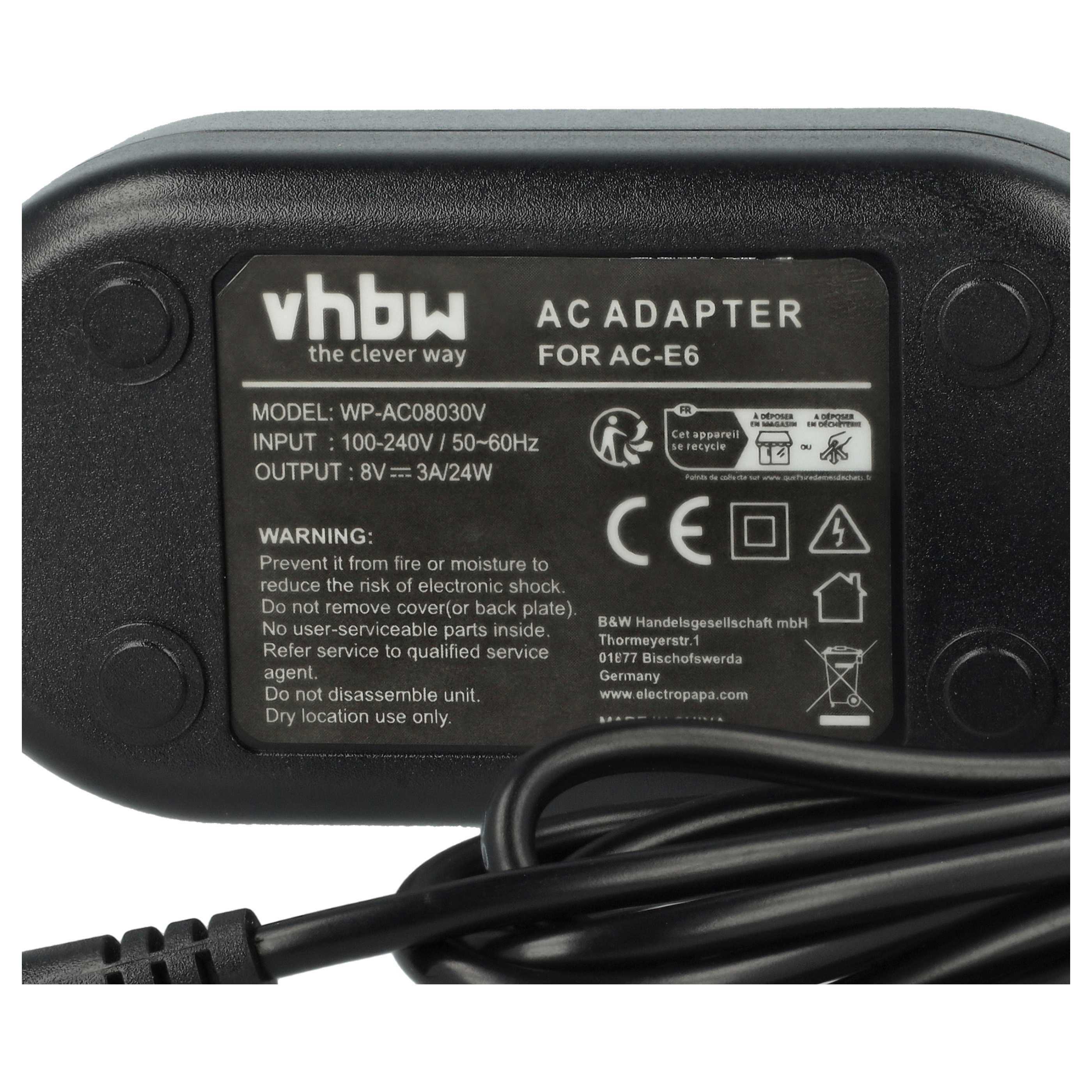 Power Supply replaces ACK-E18 for Camera + DC Coupler as Canon - 2 m, 8 V 3.0 A