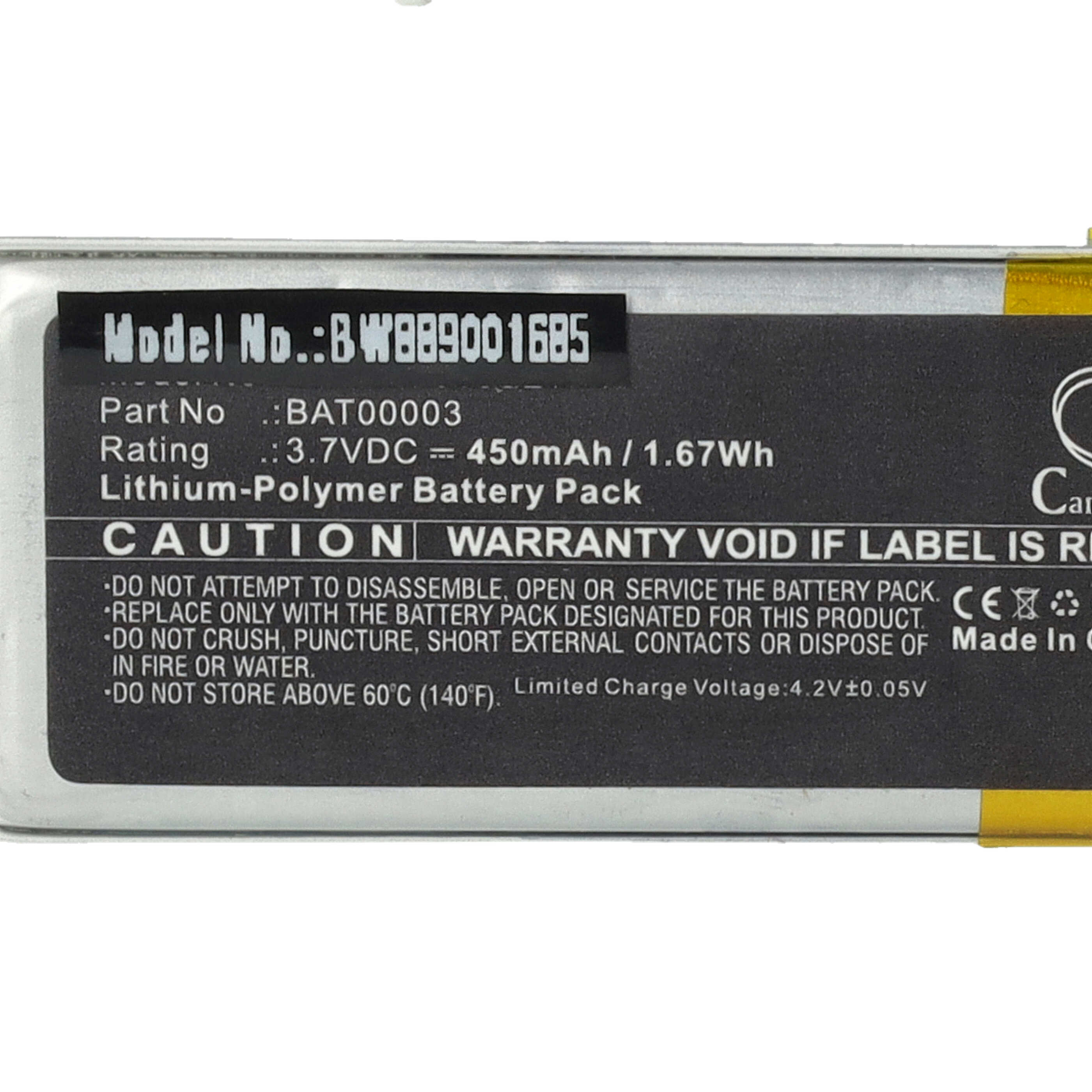 Akumulator do słuchawek bezprzewodowych zamiennik Cardo BAT00003 - 450 mAh 3,7 V LiPo