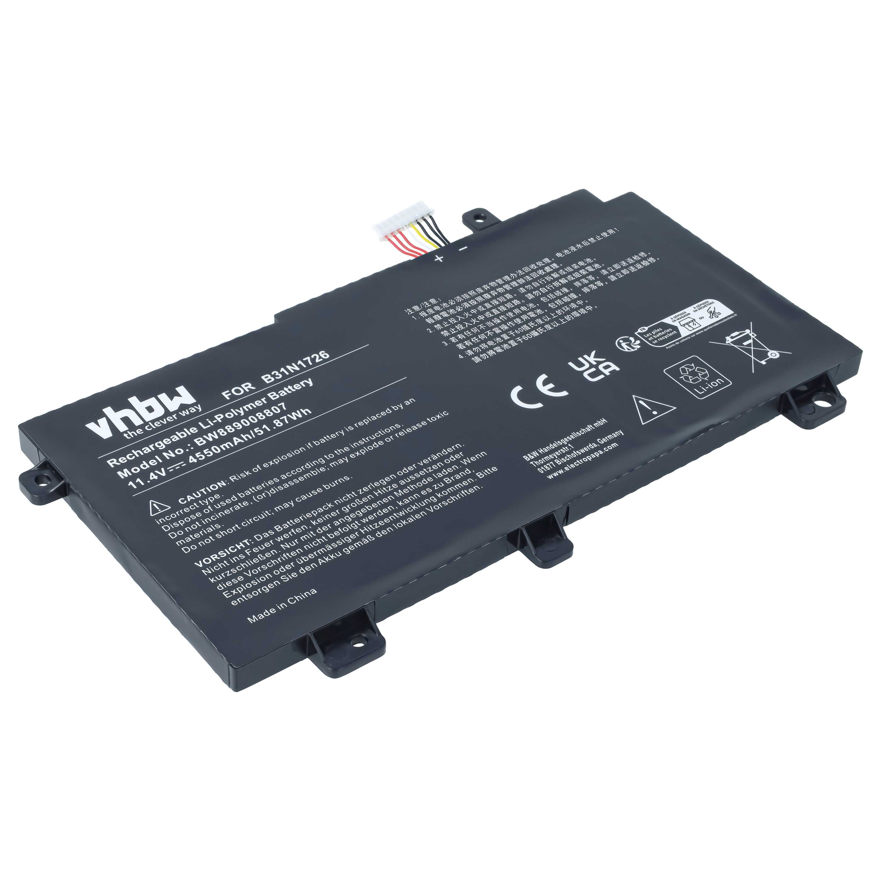 Notebook-Akku als Ersatz für Asus 0B200-02910000, 0B200-02910100 für Asus - 4550mAh 11,4V Li-Polymer