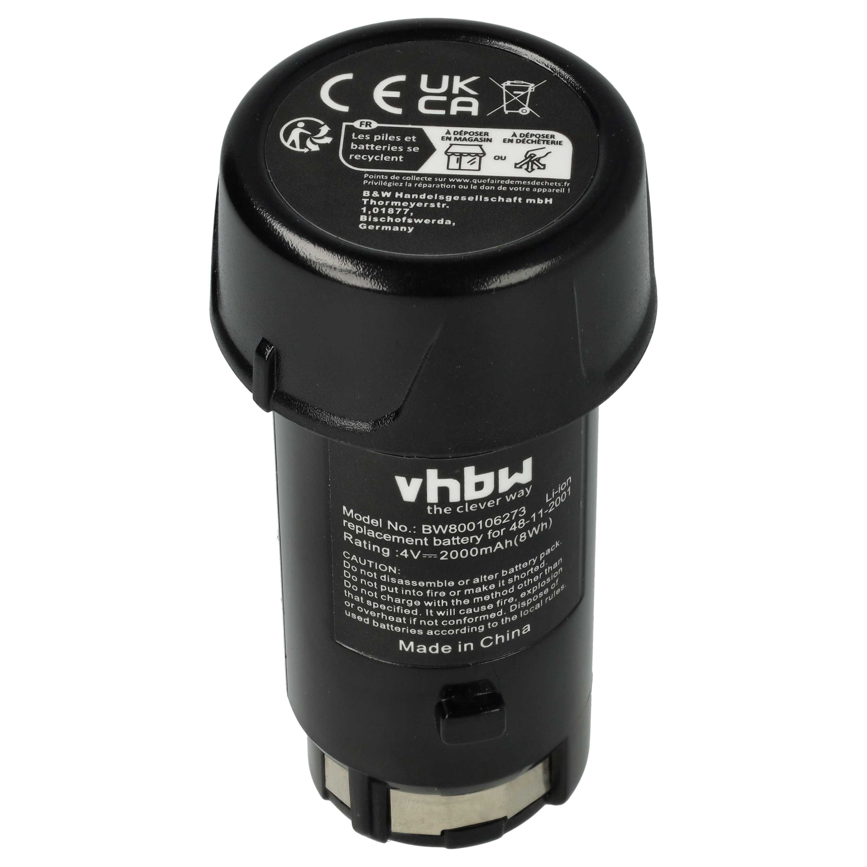 Battery replaces AEG Milwaukee 48-11-0490 Electric Power Tool - 2000 mAh, 4 V, Li-Ion