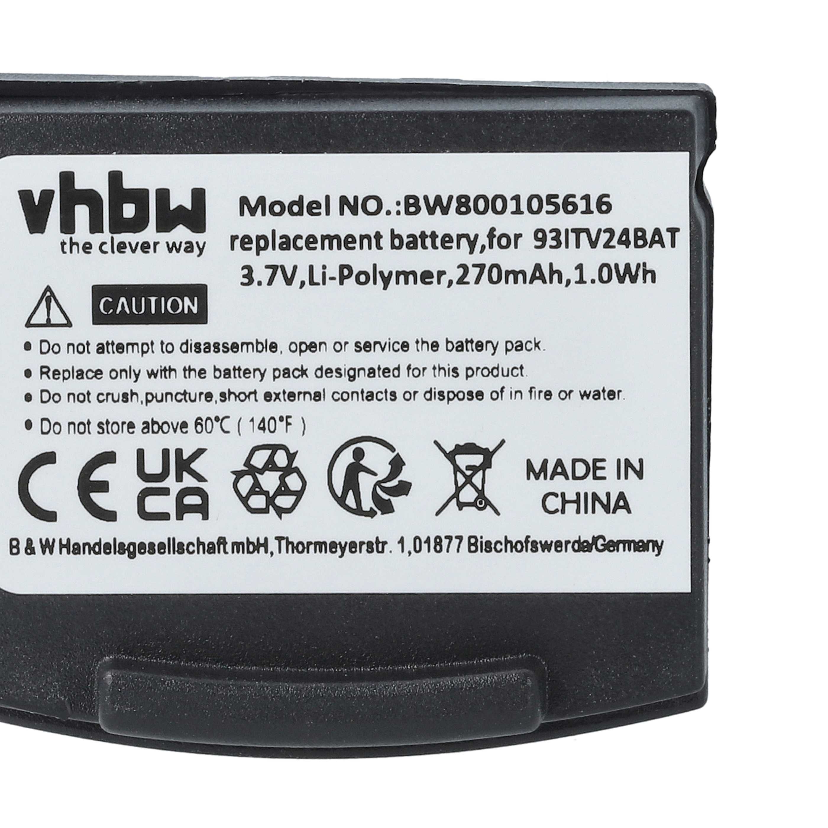 2x Akumulator do słuchawek bezprzewodowych zamiennik Amplicomms 93ITV24BAT - 270 mAh 3,7 V LiPo