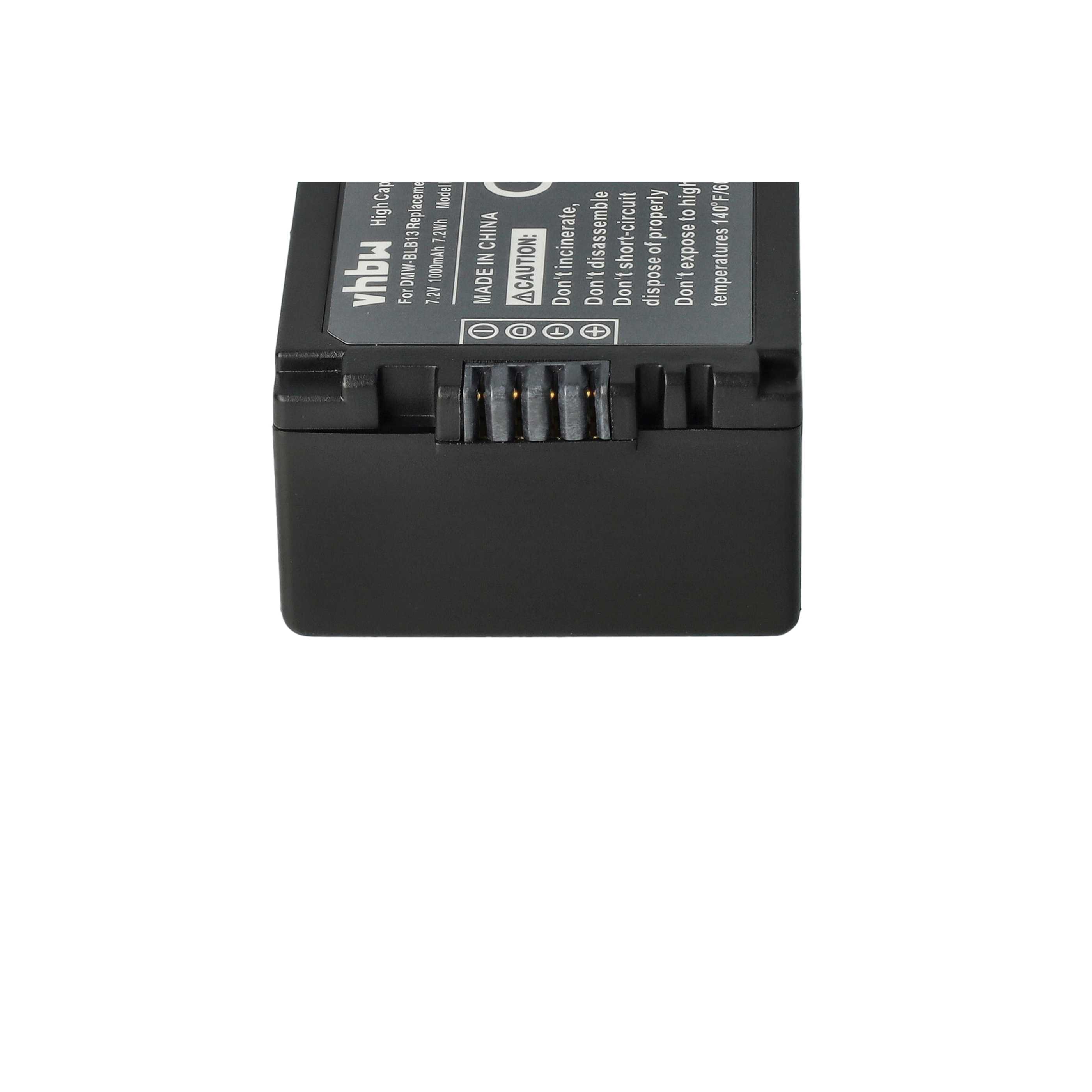2x Battery replaces Panasonic DMW-BLB13E, DMW-BLB13 - 1000mAh, 7.2V, Li-Ion