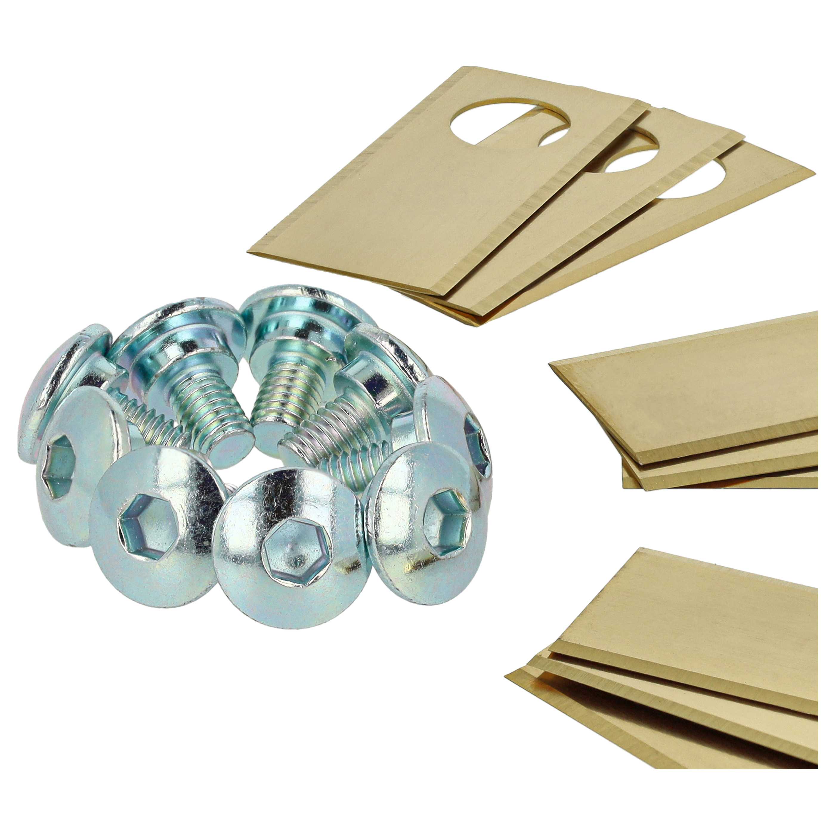 9x Lames remplace Worx WA0176 pour tondeuse – Couteaux acier (revêtement en titane), Silber Gold