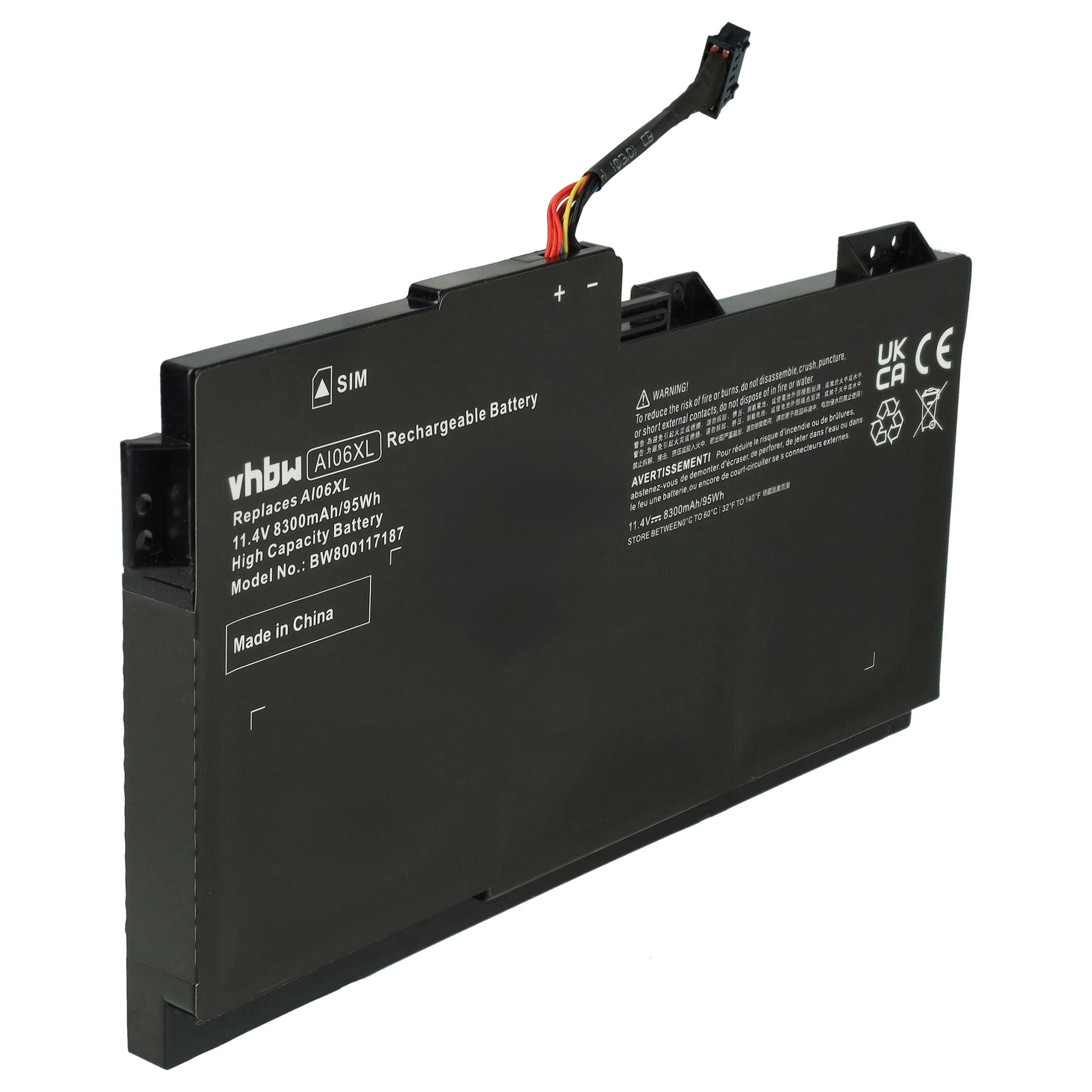 Batterie remplace HP 808451-001, AI06XL, 808397-421 pour ordinateur portable - 8300mAh 11,4V Li-polymère