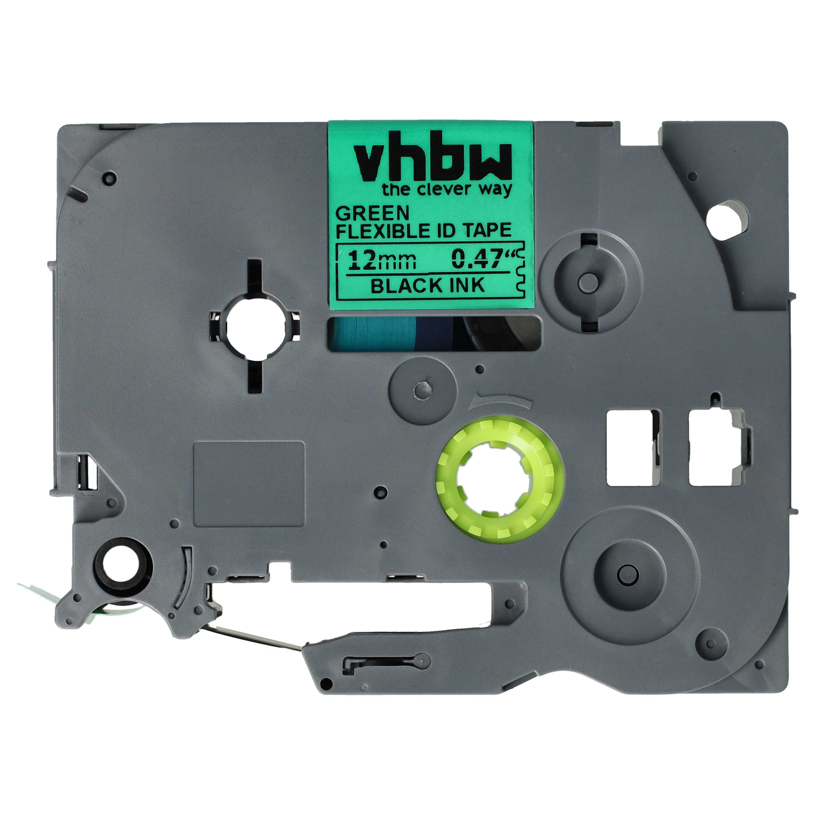 Label Tape as Replacement for Brother TZE-FX731, TZFX731, TZeFX731, TZ-FX731 - 12 mm Black to Green, Flexible