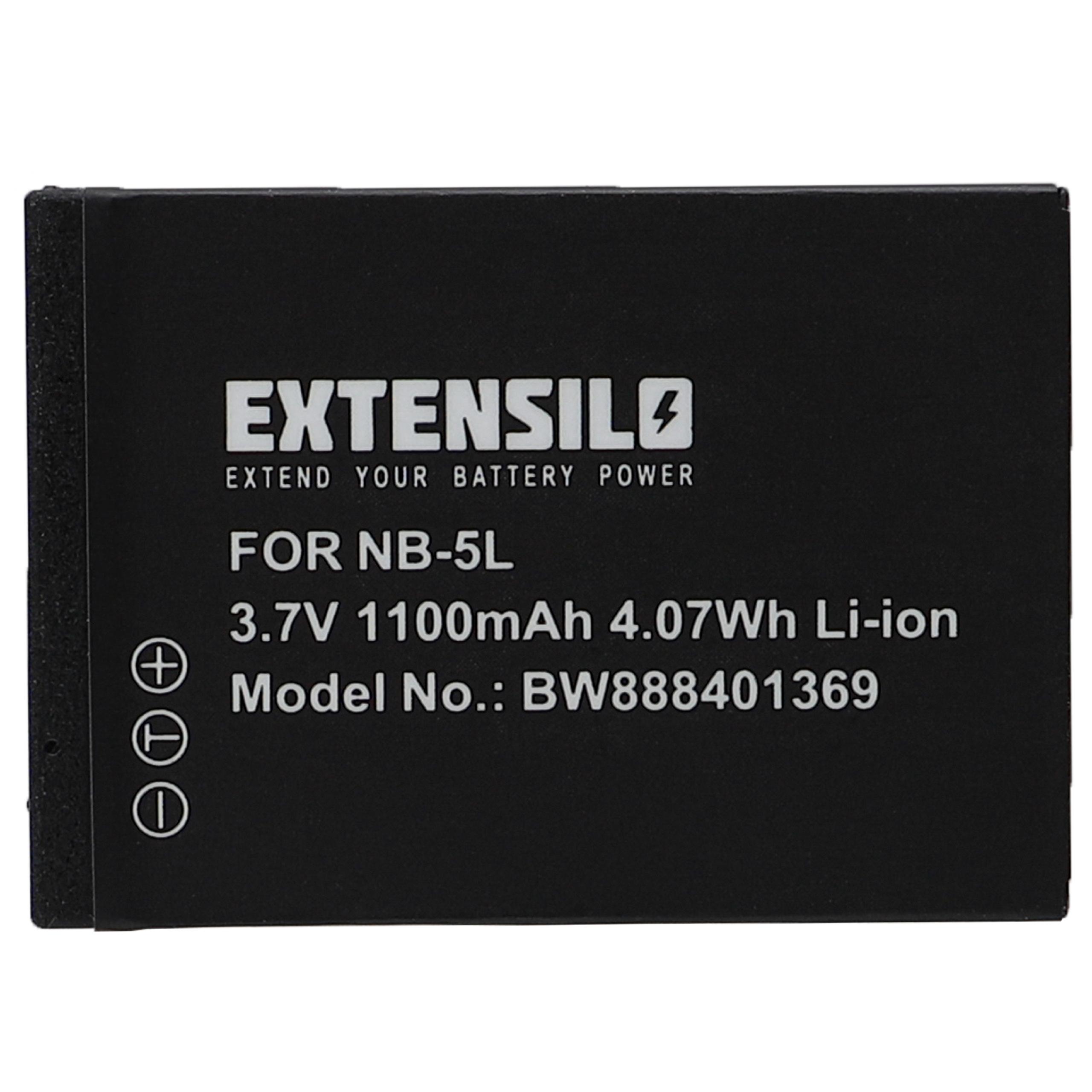 Battery Replacement for Canon NB-5L - 1100mAh, 3.7V, Li-Ion