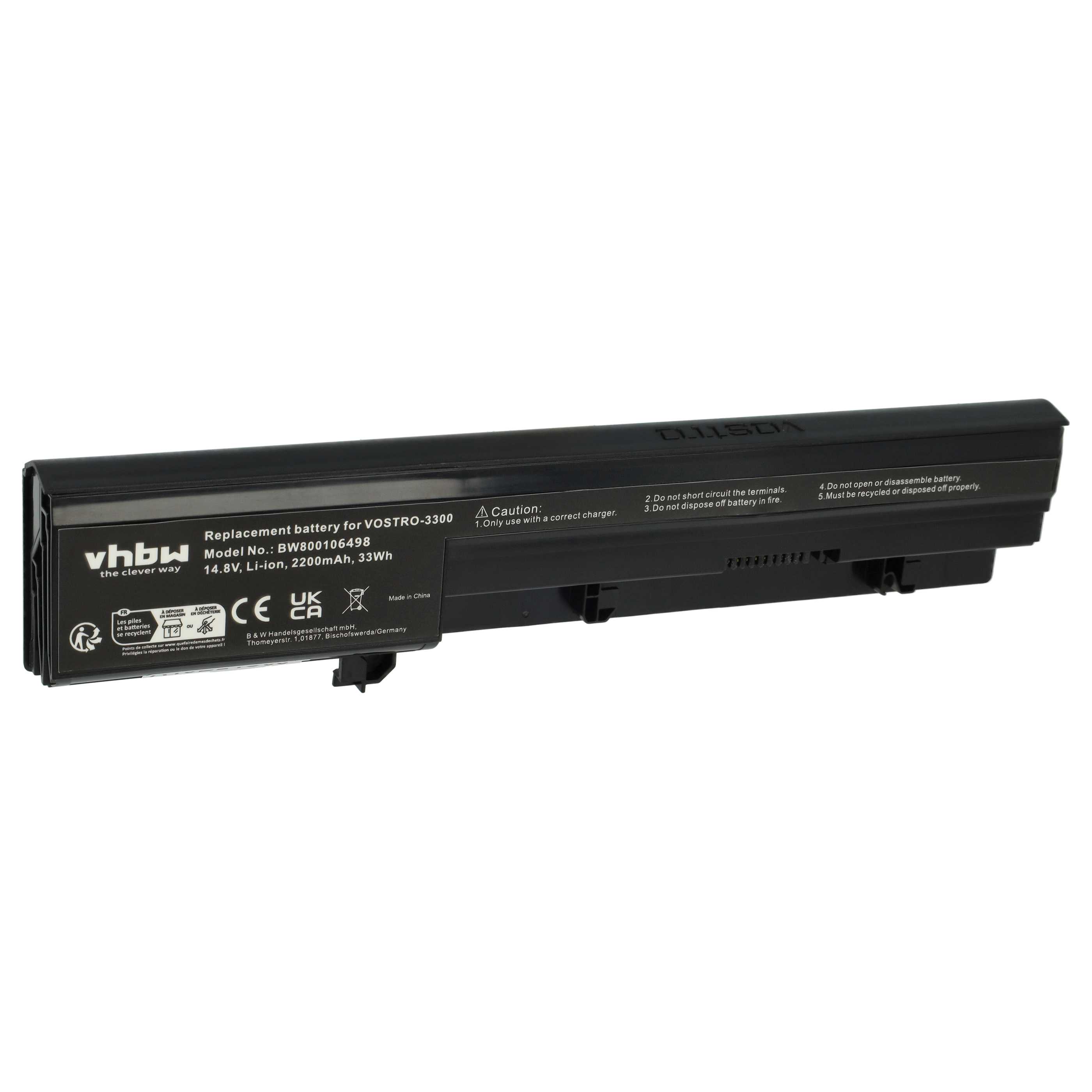 Batterie remplace Dell 0GRNX5, 07W5X0, 07W5X09C, 093G7X pour ordinateur portable - 2200mAh 14,8V Li-ion, noir