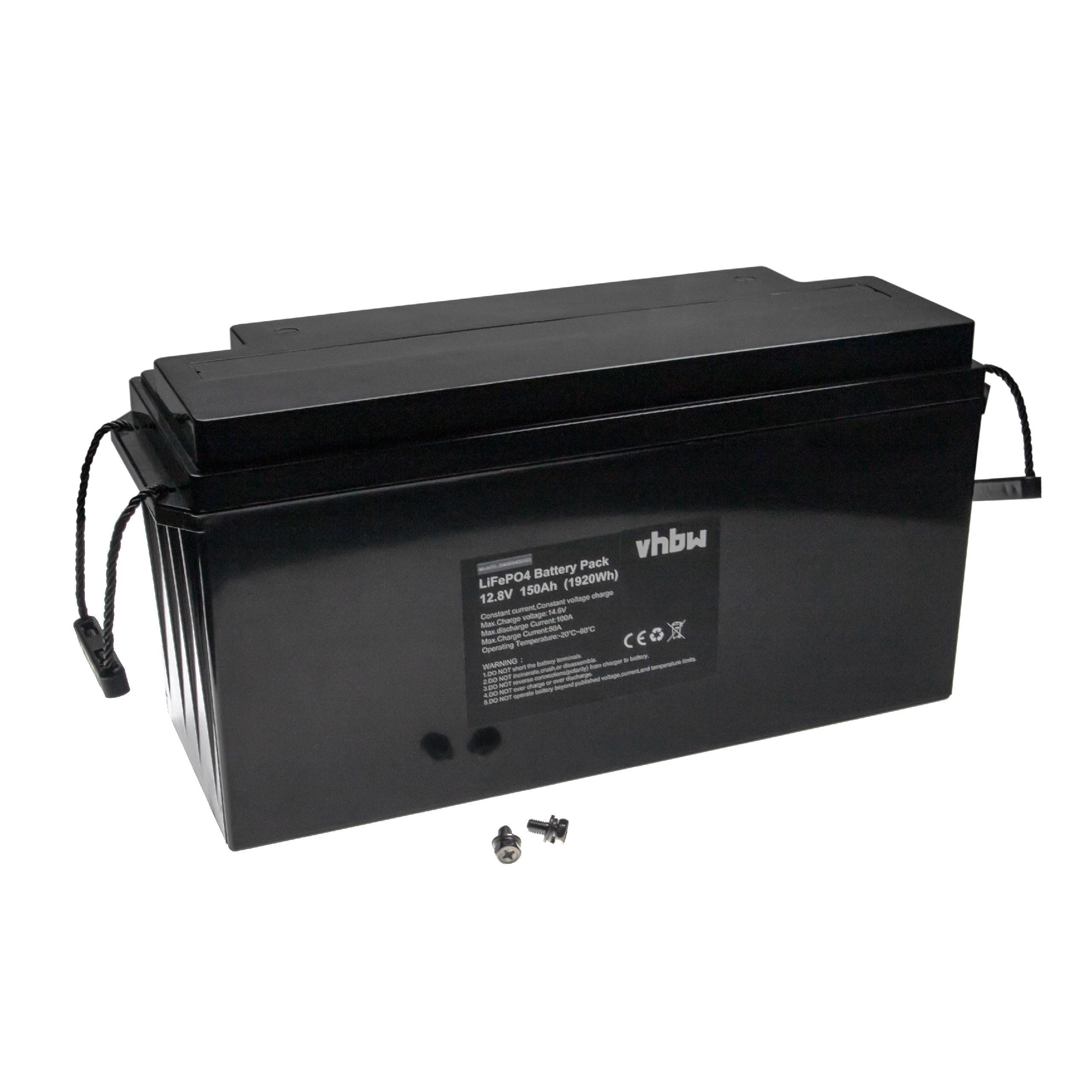 Bordbatterie Akku passend für Wohnmobil, Boot, Solaranlage - 150 Ah 12,8V LiFePO4, 150000mAh, schwarz
