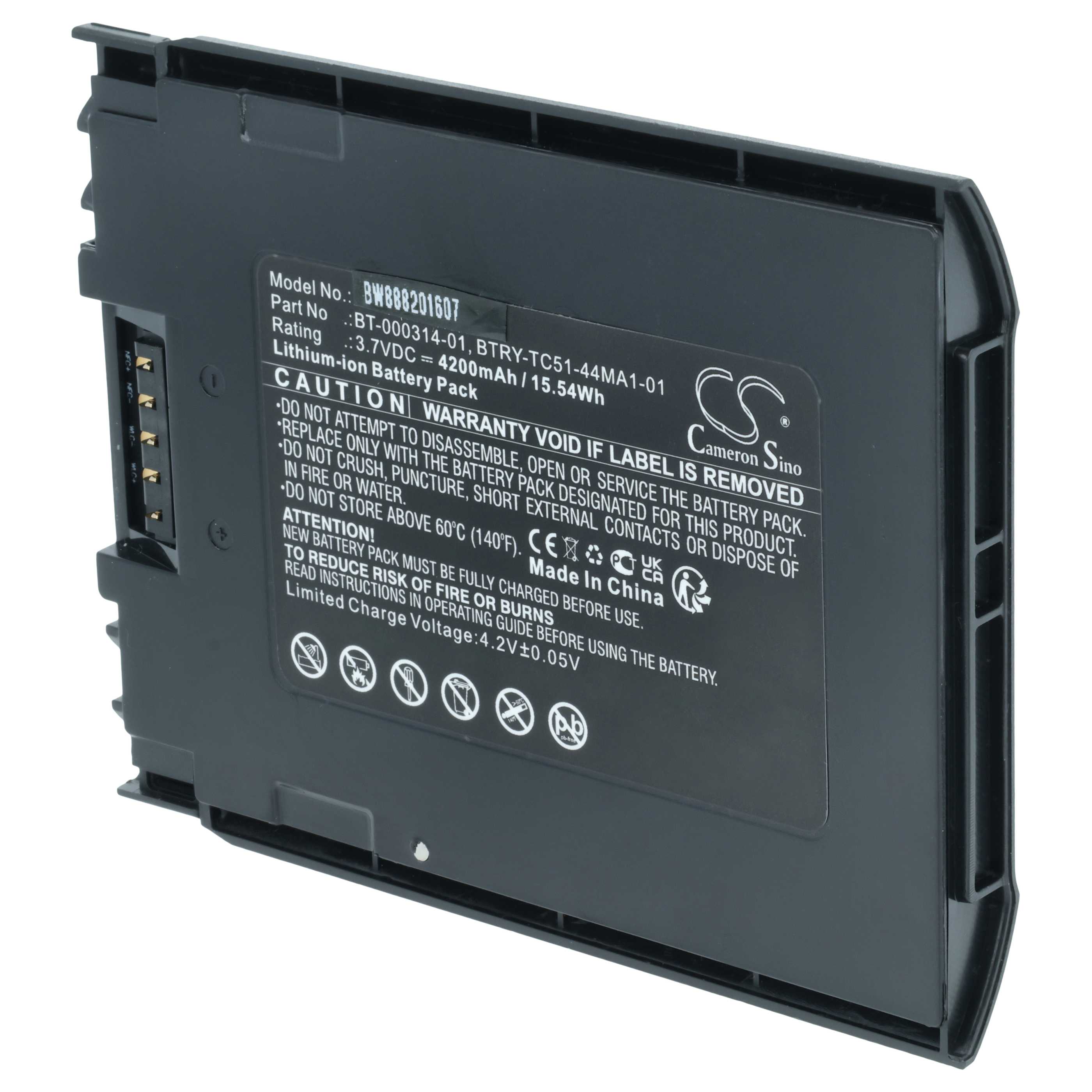 Batteria per computer portatile scanner sostituisce Zebra BT-000314-01, BT-000314A - 4200mAh 3,7V Li-Ion