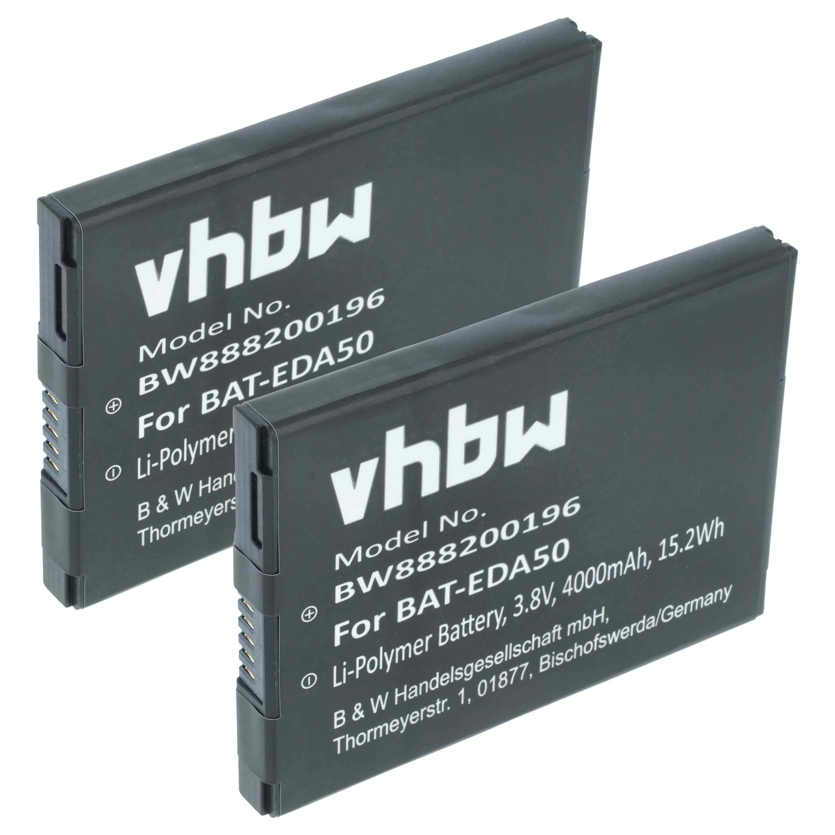 2x Akku passend für Honeywell Scanpal EDA50, EDA50K, EDA51, EDA71 Barcodescanner - 4000mAh 3,8V Li-Polymer