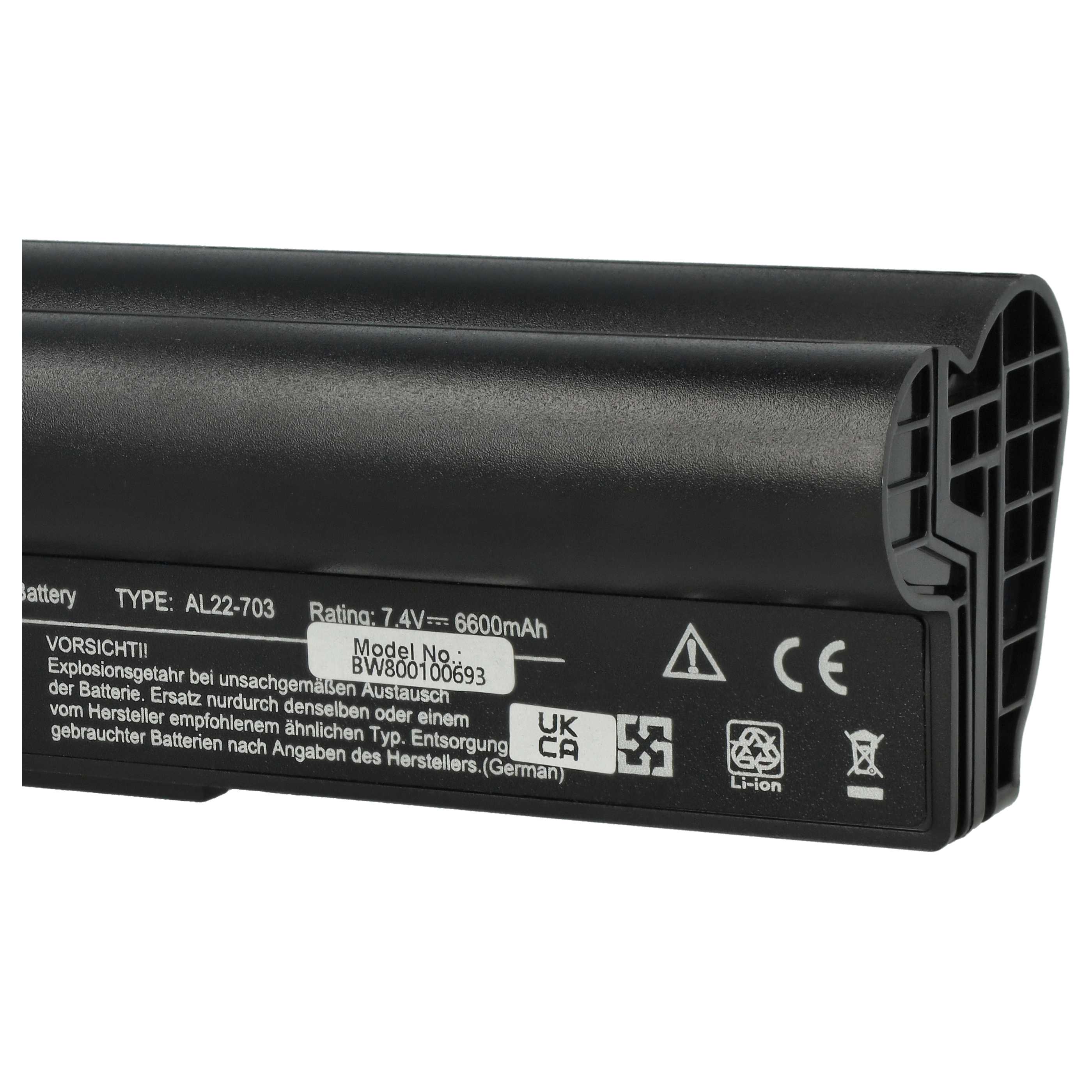 Akumulator do laptopa zamiennik Asus AL22-703 - 6600 mAh 7,4 V Li-Ion, czarny