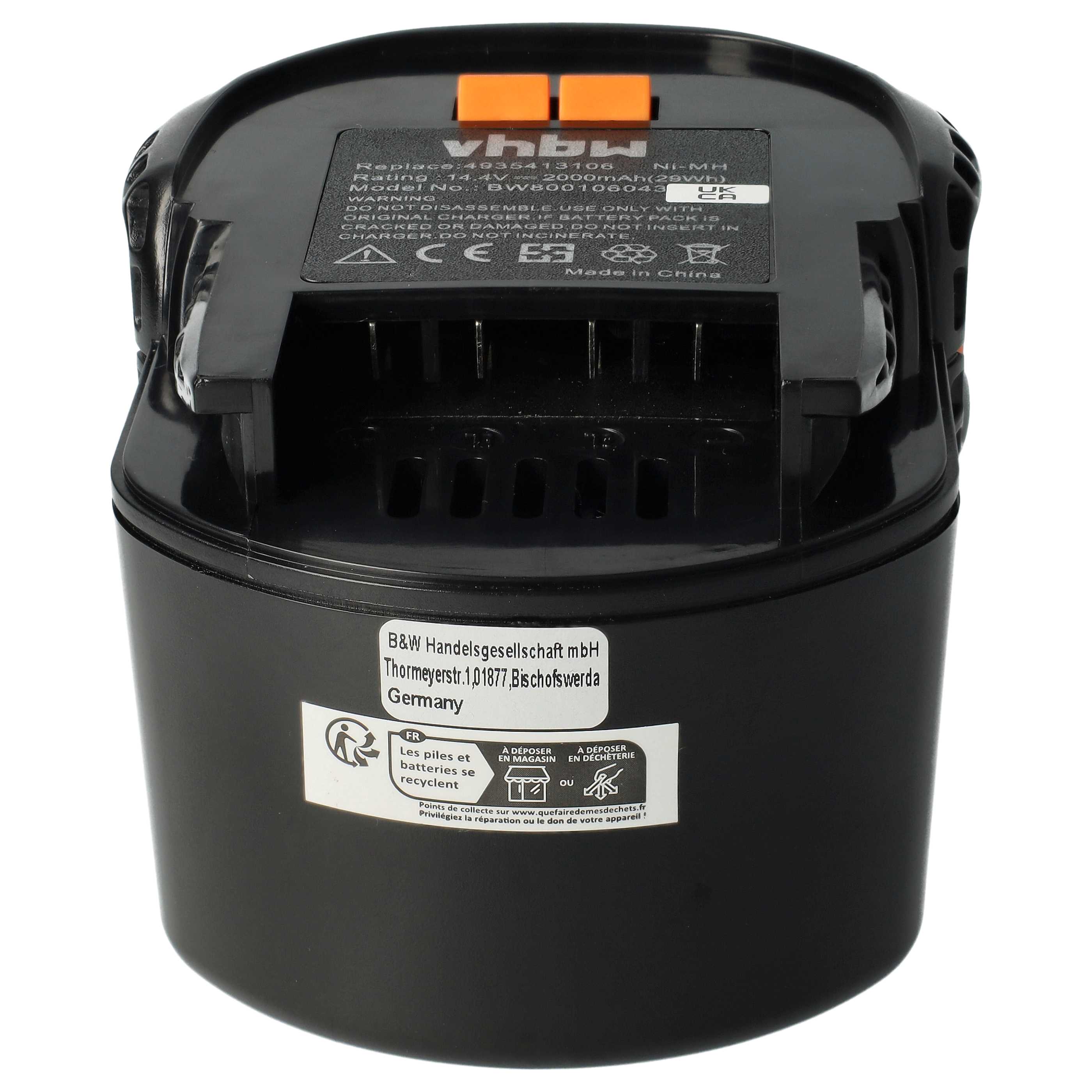 Batterie (2 pcs.) remplace AEG 4935413106, 4935416790, B1414G, B1415R outil électrique Würth - 2Ah 14,4V NiMH