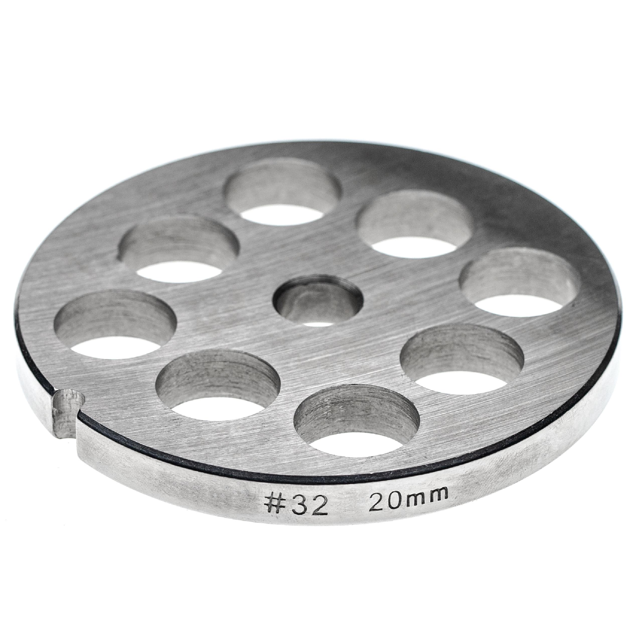 Disque perforé t. 32 pour hachoir ADE, Caso, Fama, KBS, Porkert - trous 20 mm ⌀, acier inoxydable
