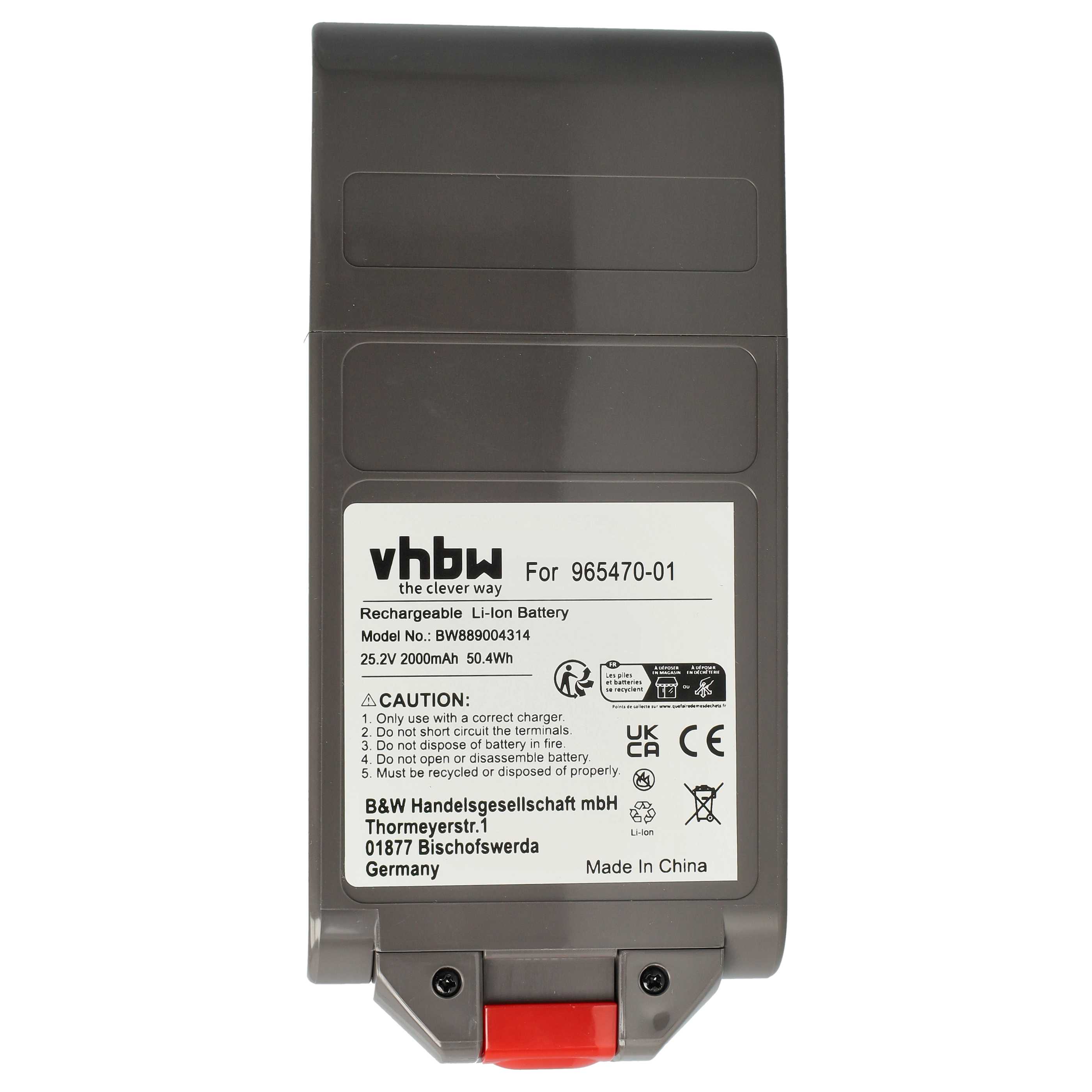 Batteria sostituisce Dyson 96547001, 965470-01 per aspirapolvere - 2000mAh 25,2V Li-Ion