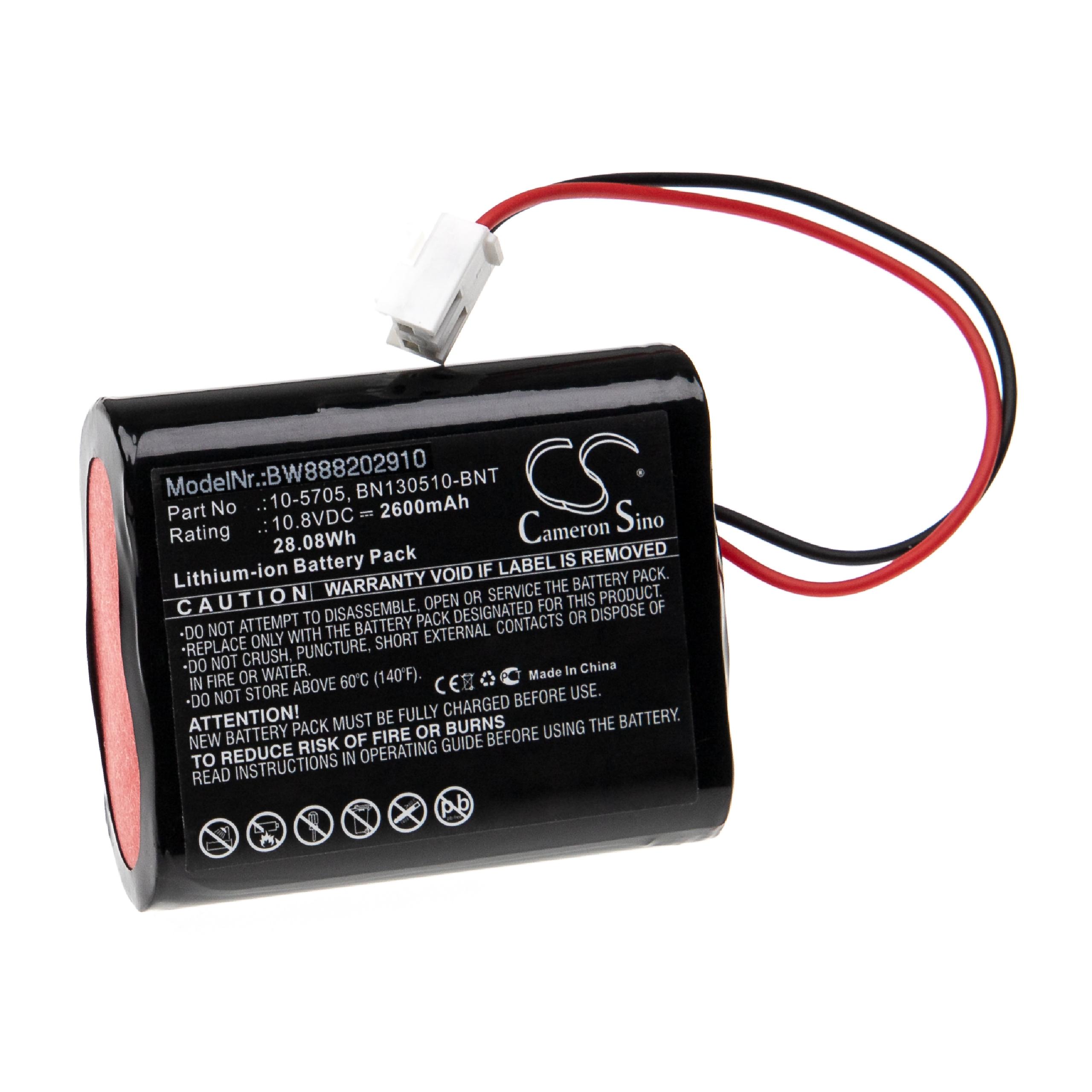 Batería reemplaza Bionet 10-5705, BN130510-BNT, ICR18650 22F-031PPTC para tecnología médica - 2600 mAh, 10,8 V