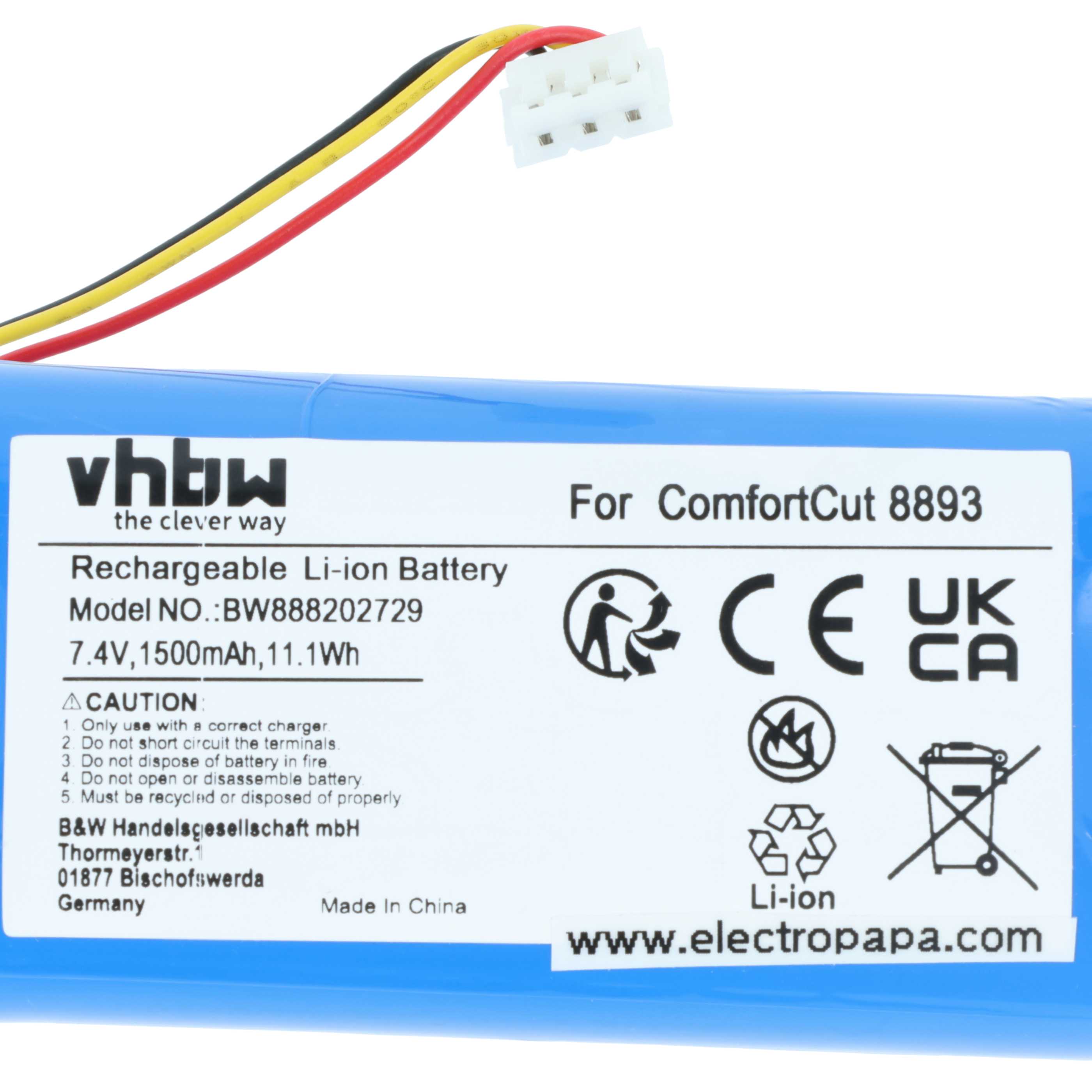 Battery replaces Gardena 08894-00 Electric Power Tool - 1500 mAh, 7.4 V, Li-Ion