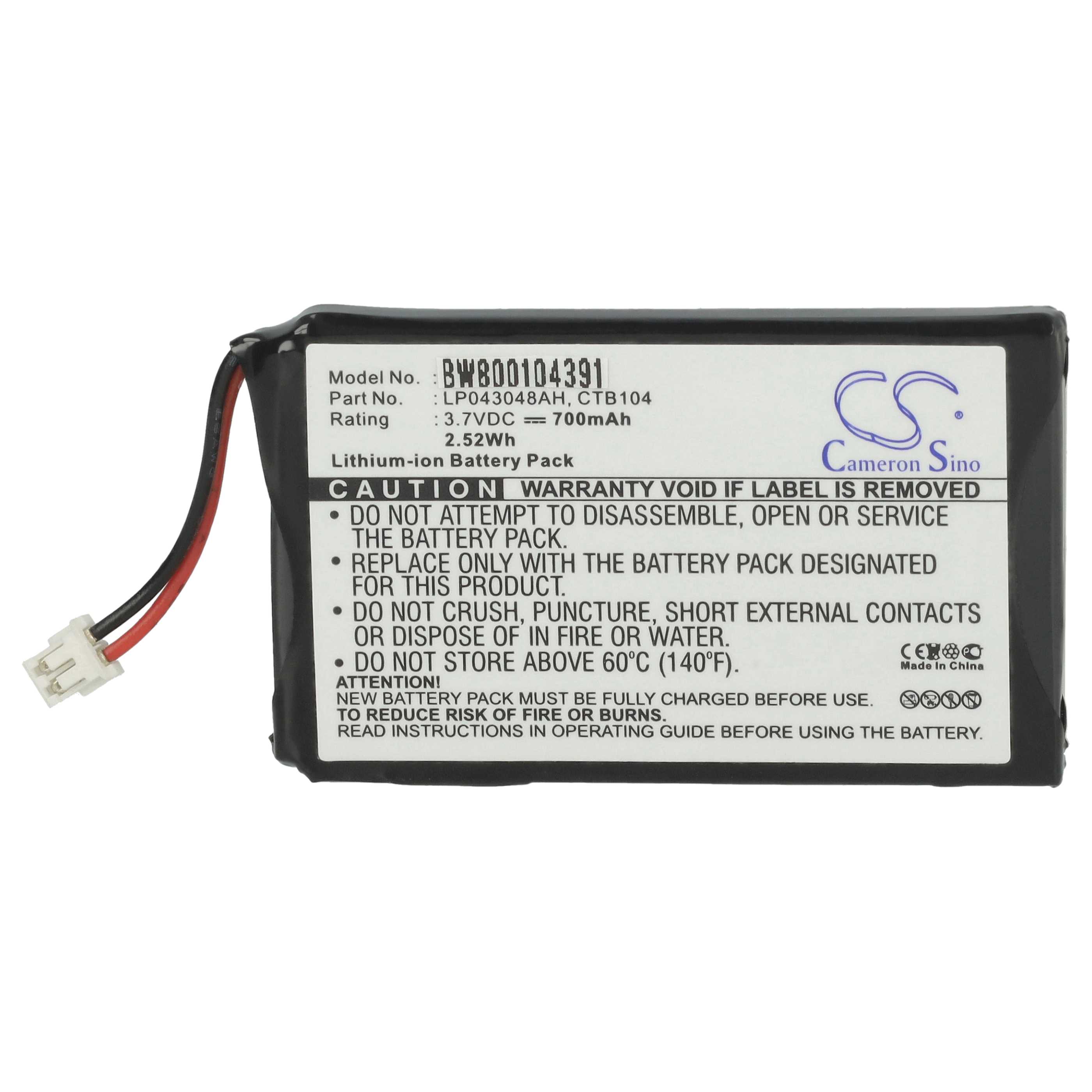 Batterie remplace Sagem 253230694, LP043048AH, CTB104 pour téléphone T-Com - 700mAh 3,7V Li-ion