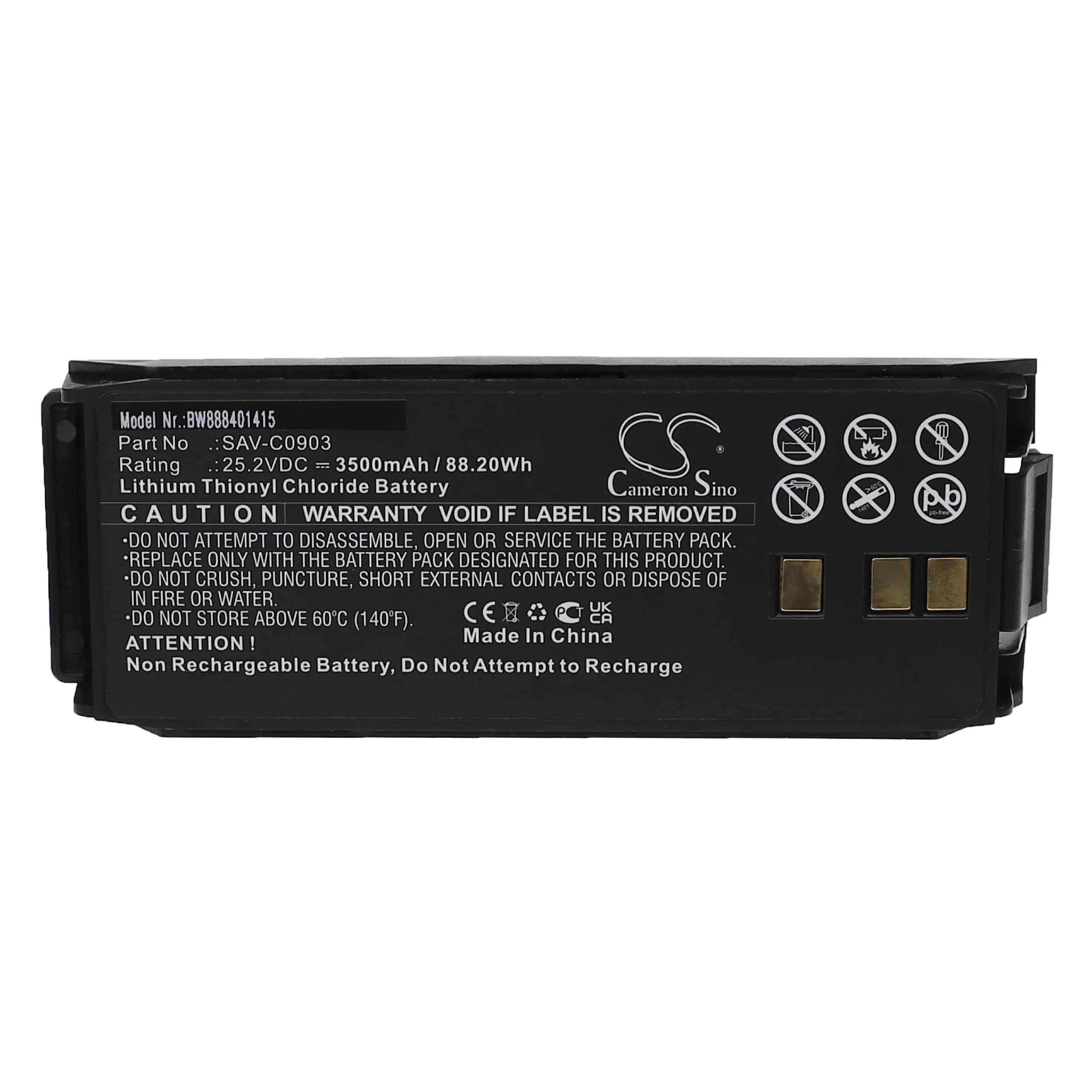 Batterie als Ersatz für Saver One SAV-C0903 - 3500mAh 25,2V Li-SOCl2