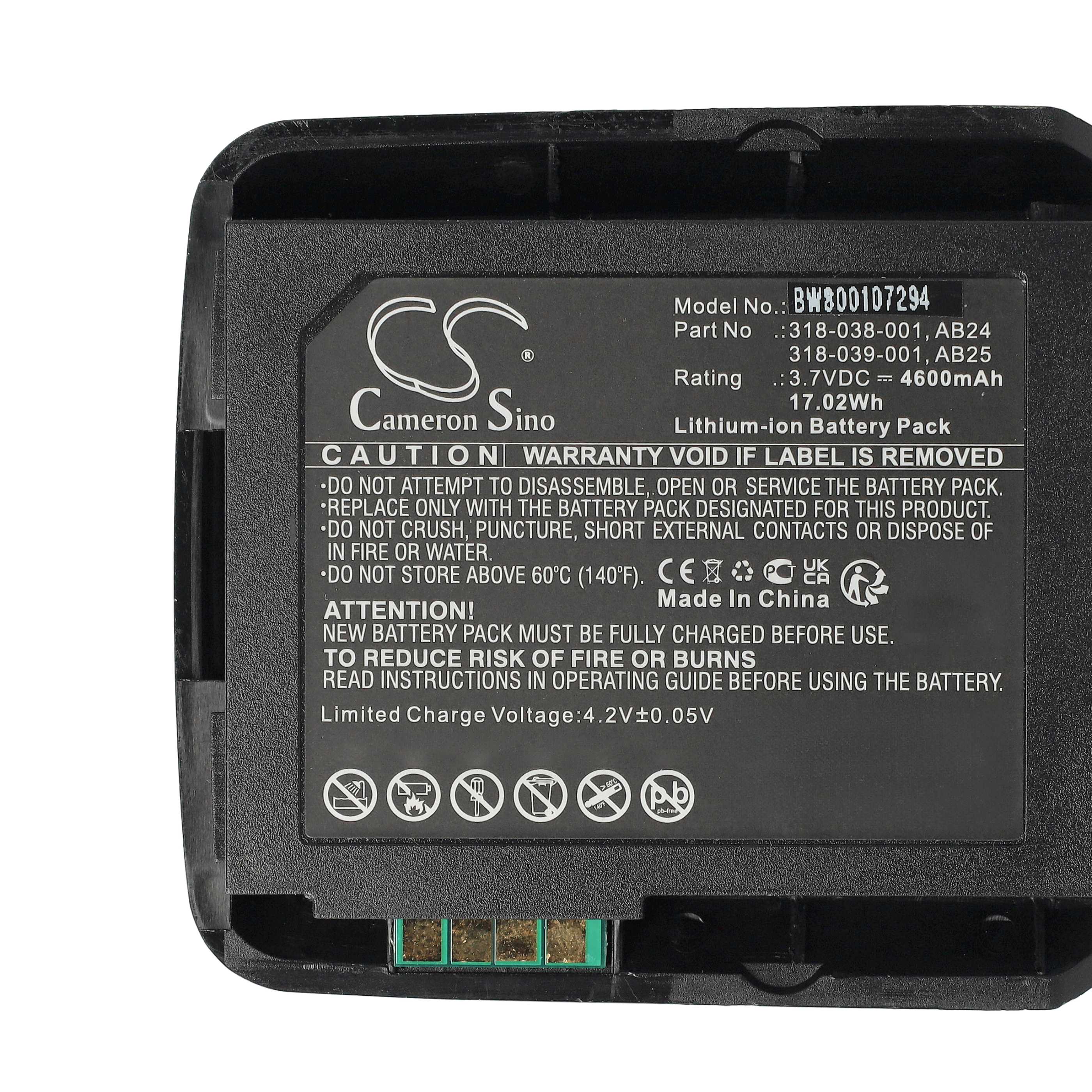 5x Batteries remplace Intermec 1015AB02, 318-038-001 pour scanner de code-barre Intermec - 4600mAh 3,7V