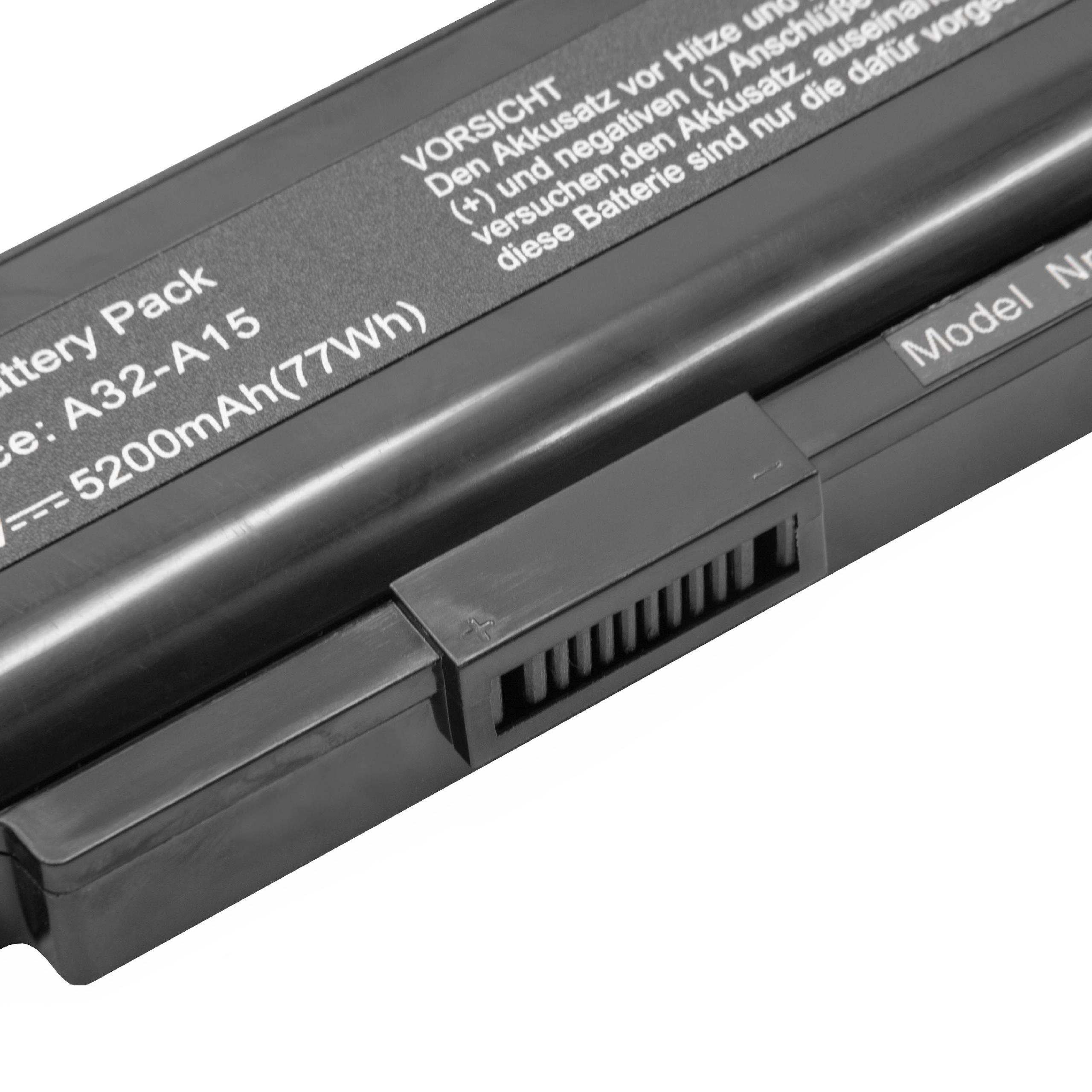 Batterie remplace Medion A32-A15, A41-A15, A42-A15 pour ordinateur portable - 5200mAh 14,8V Li-ion, noir