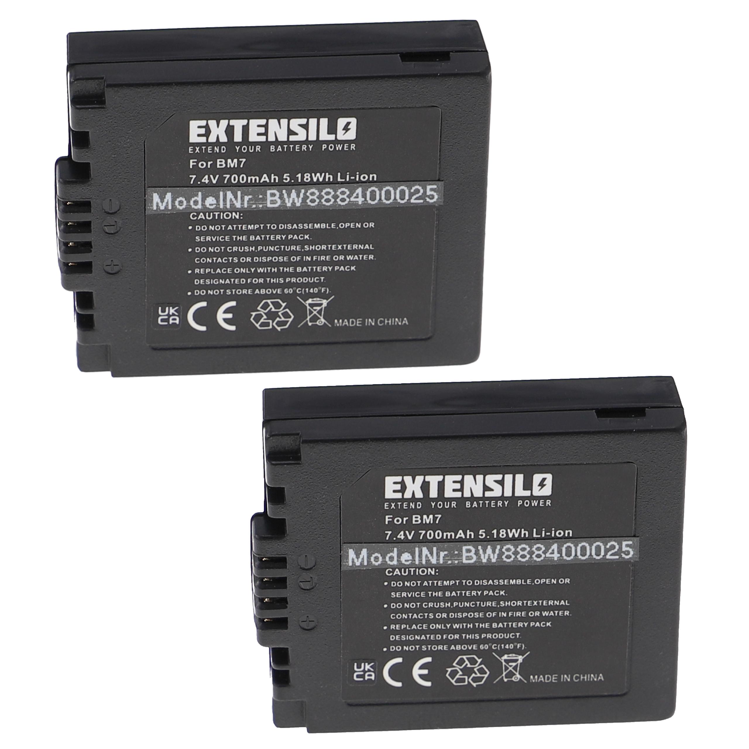 2x Batteria sostituisce Panasonic CGA-S002A/1B, CGA-S002E/1B per fotocamera - 700mAh 7,4V Li-Ion