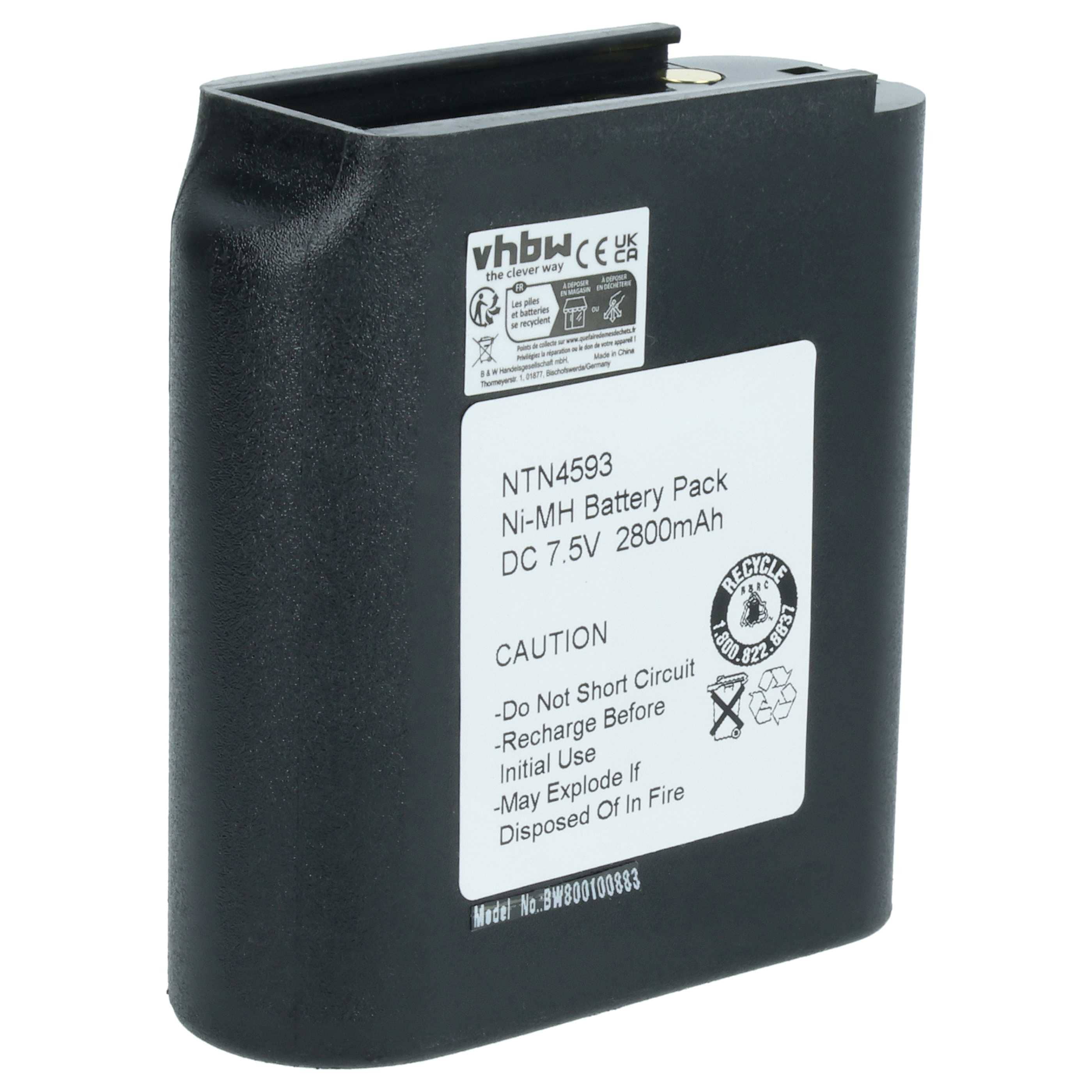 Radio Battery replaces Motorola NTN4538, NTN4593A, NTN4593B, NTN4592, NTN4593, NTN4593C - 2700 mAh 7.5 V NiMH
