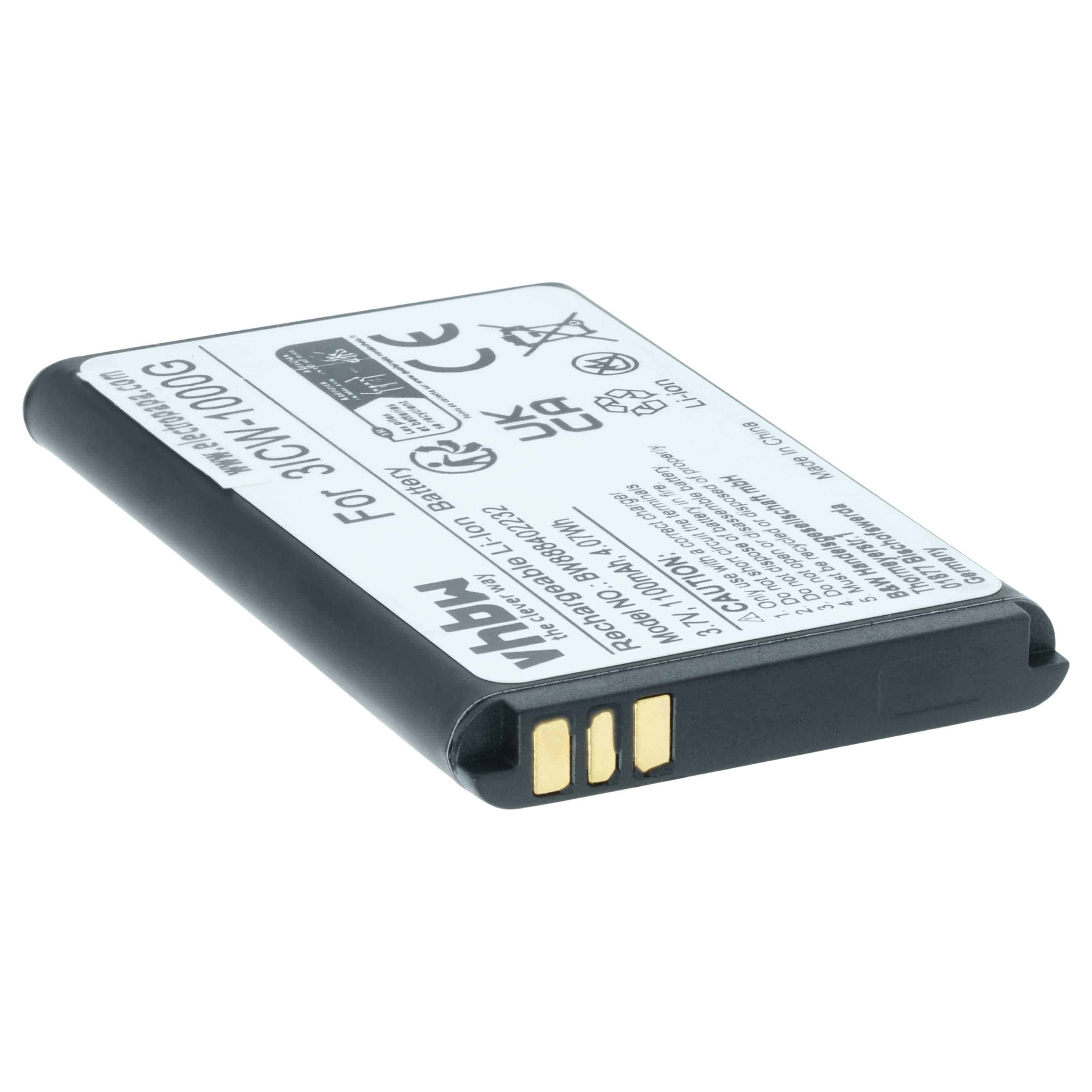 Batterie remplace UniData / Incom 3ICW-1000G pour téléphone SIP UniData / Incom - 1100mAh 3,7V Li-ion