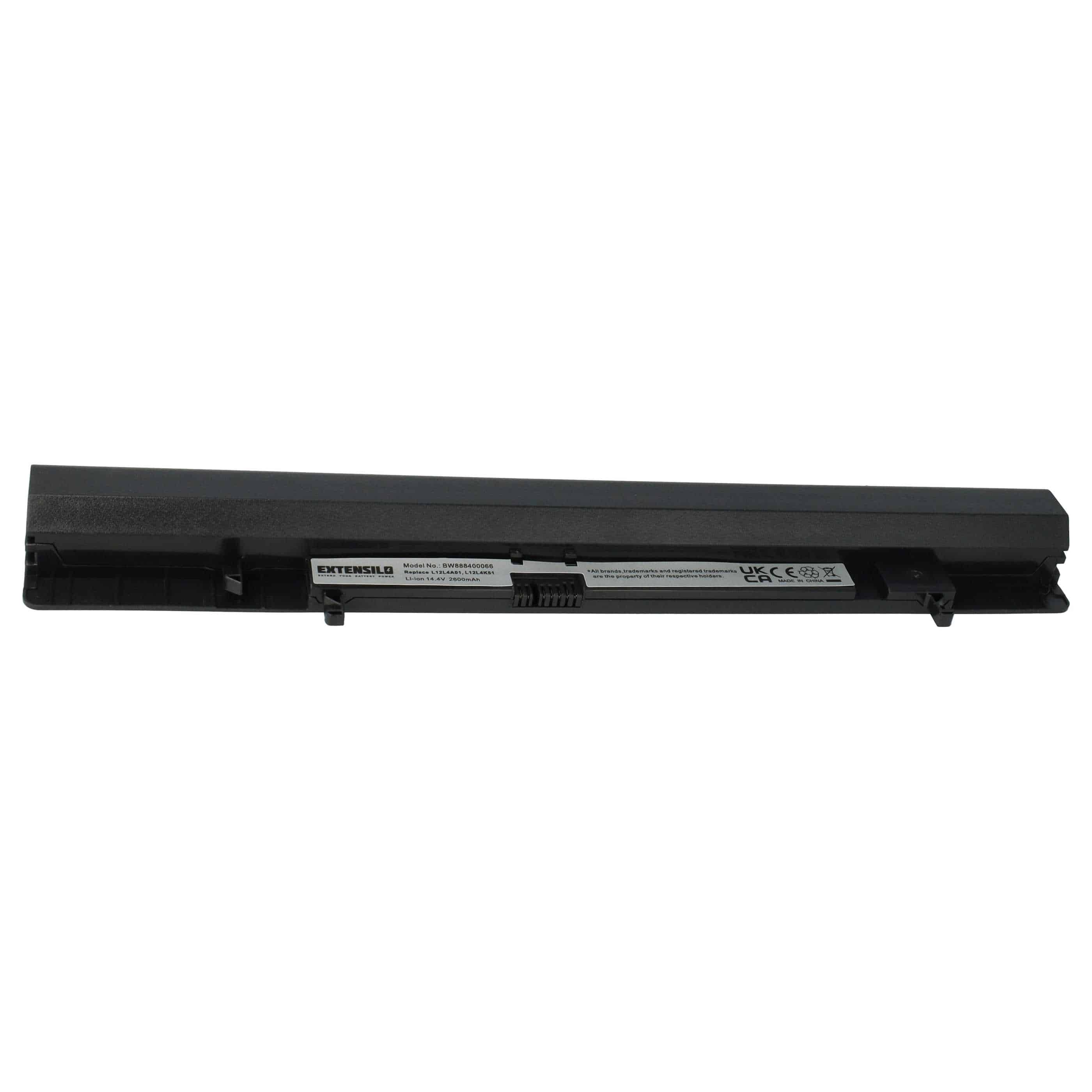 Notebook-Akku als Ersatz für Lenovo L12M4A01, L12L4K51, 888015452, 888015451 - 2200mAh 14,4V Li-Ion, schwarz