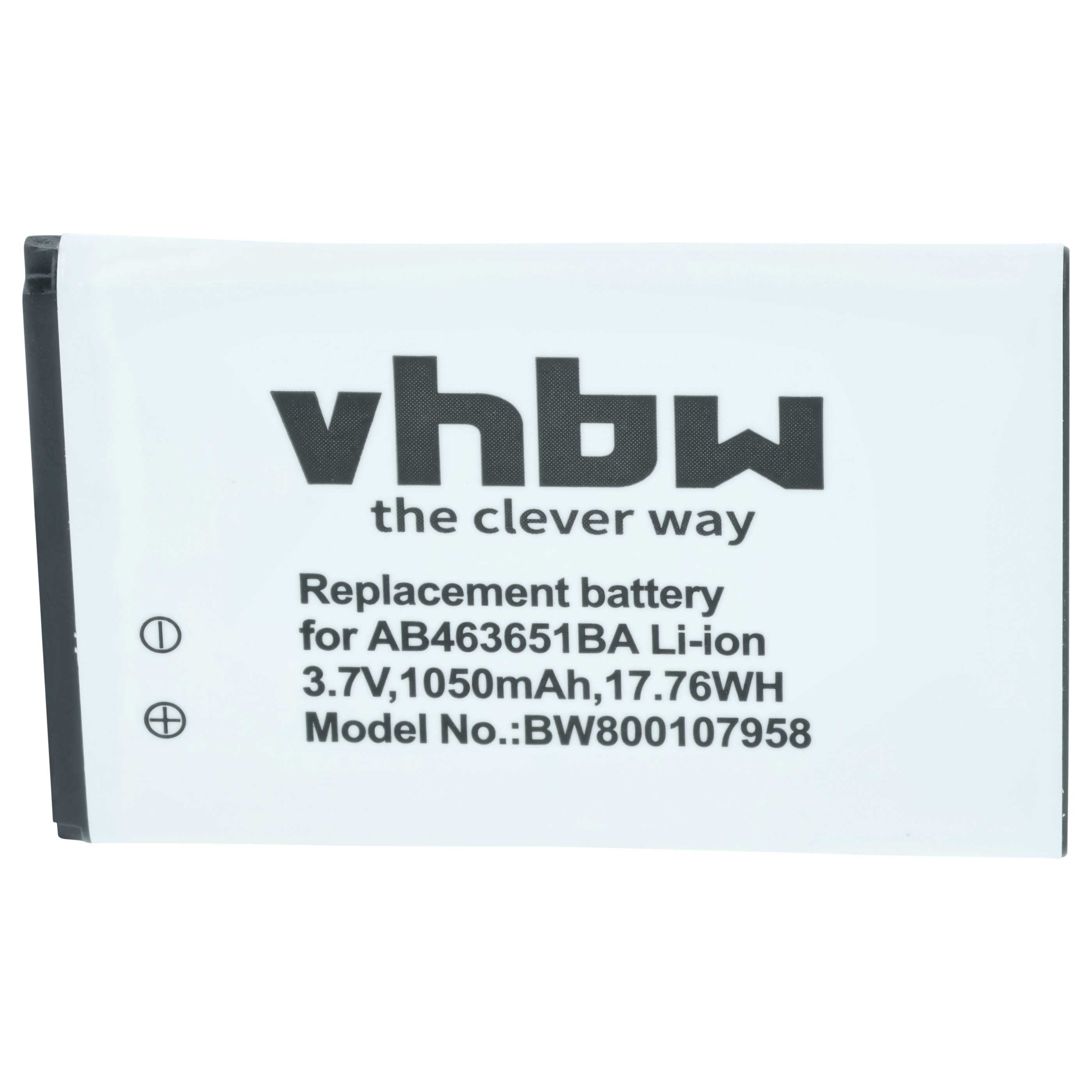 Akumulator do telefonu smartfona zamiennik Samsung AB463651BABSTD, AB463651BA - 1050 mAh 3,7 V Li-Ion
