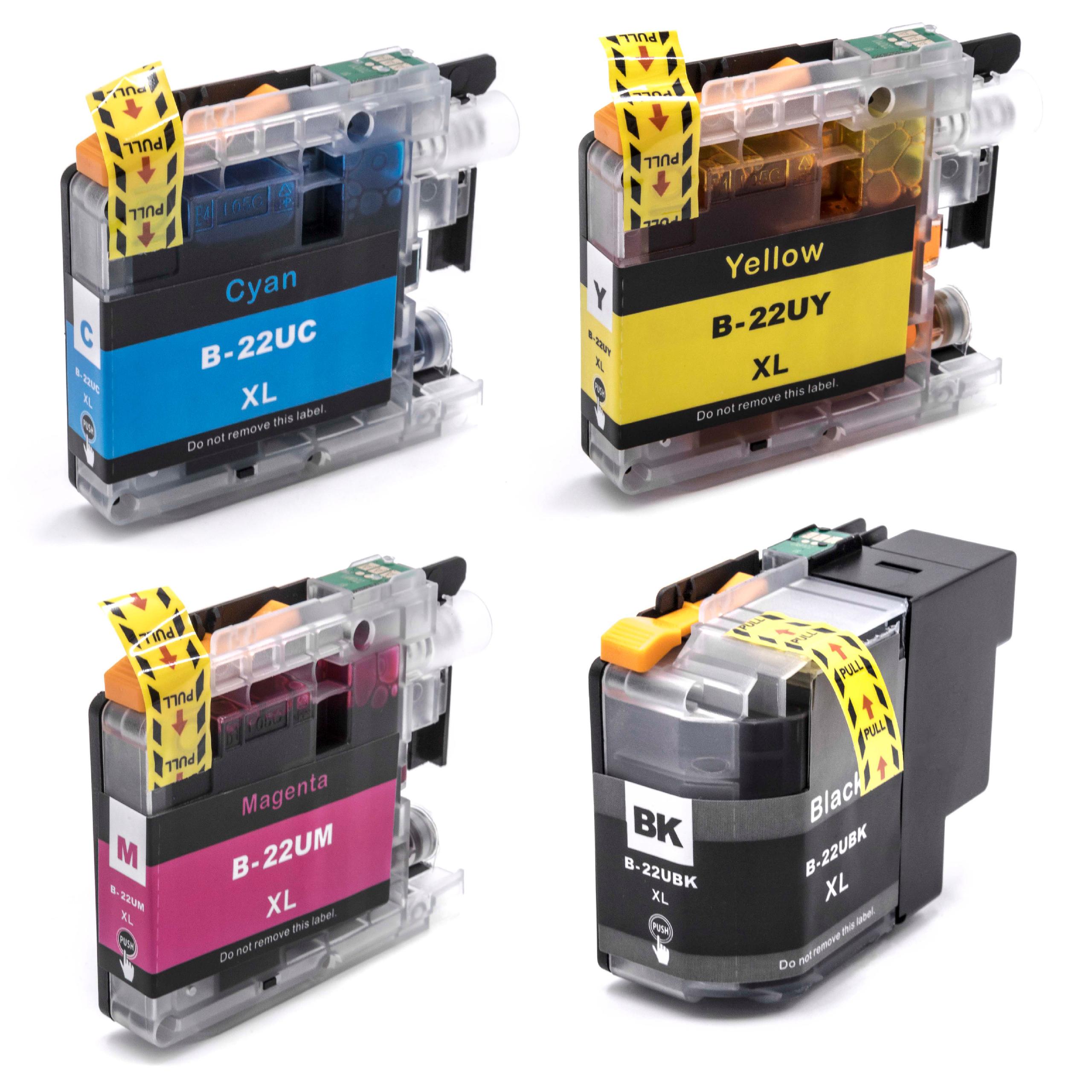 4x Ink Cartridges replaces Brother LC22UBK, LC-22U BK, LC-22UBK for DCP-J925DW Printer - Multi-Coloured