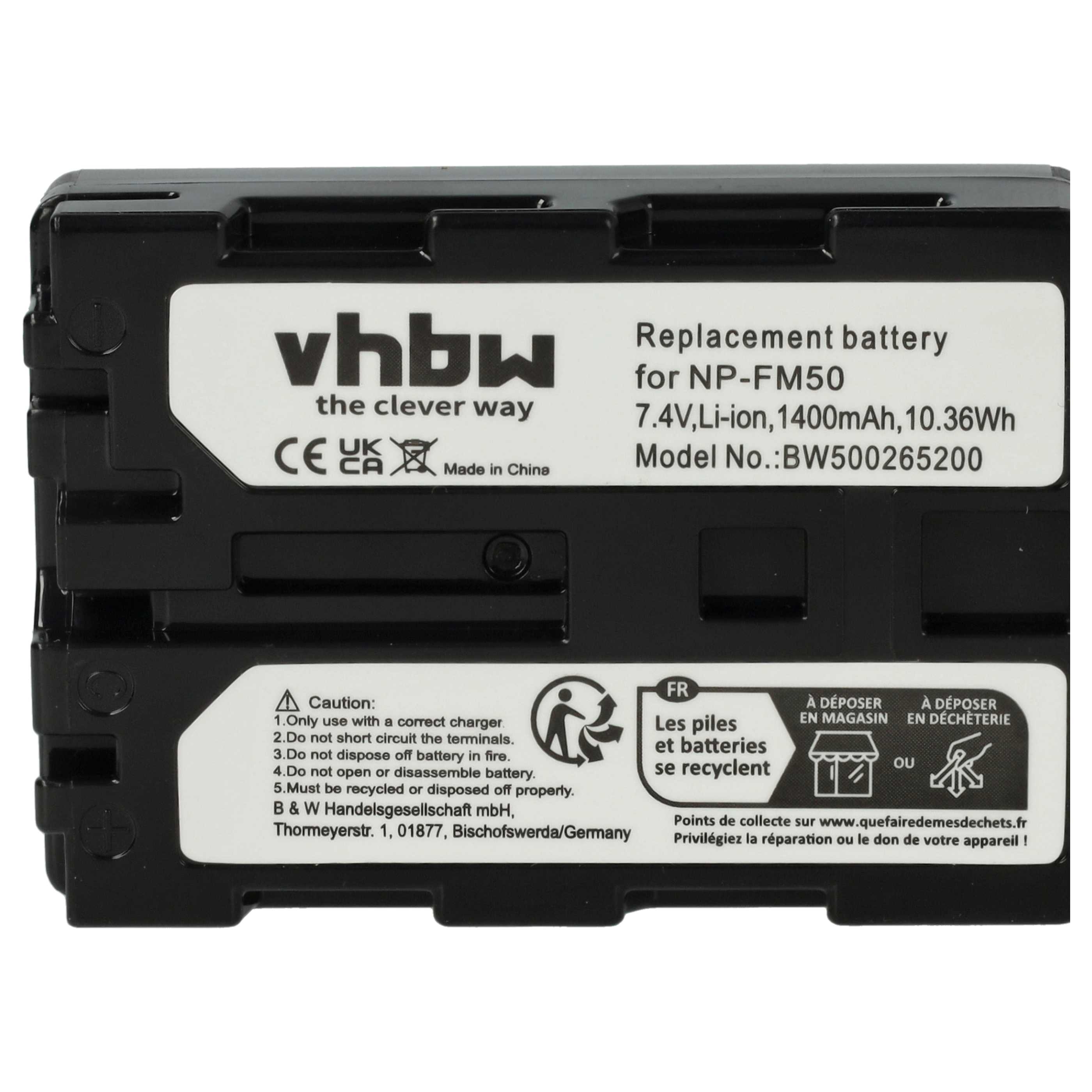 Videocamera 3x Battery replaces Sony NP-FM30, NP-FM50, NP-FM70, NP-FM90, NP-FM91 - 1400 mAh 7.4 V Li-Ion