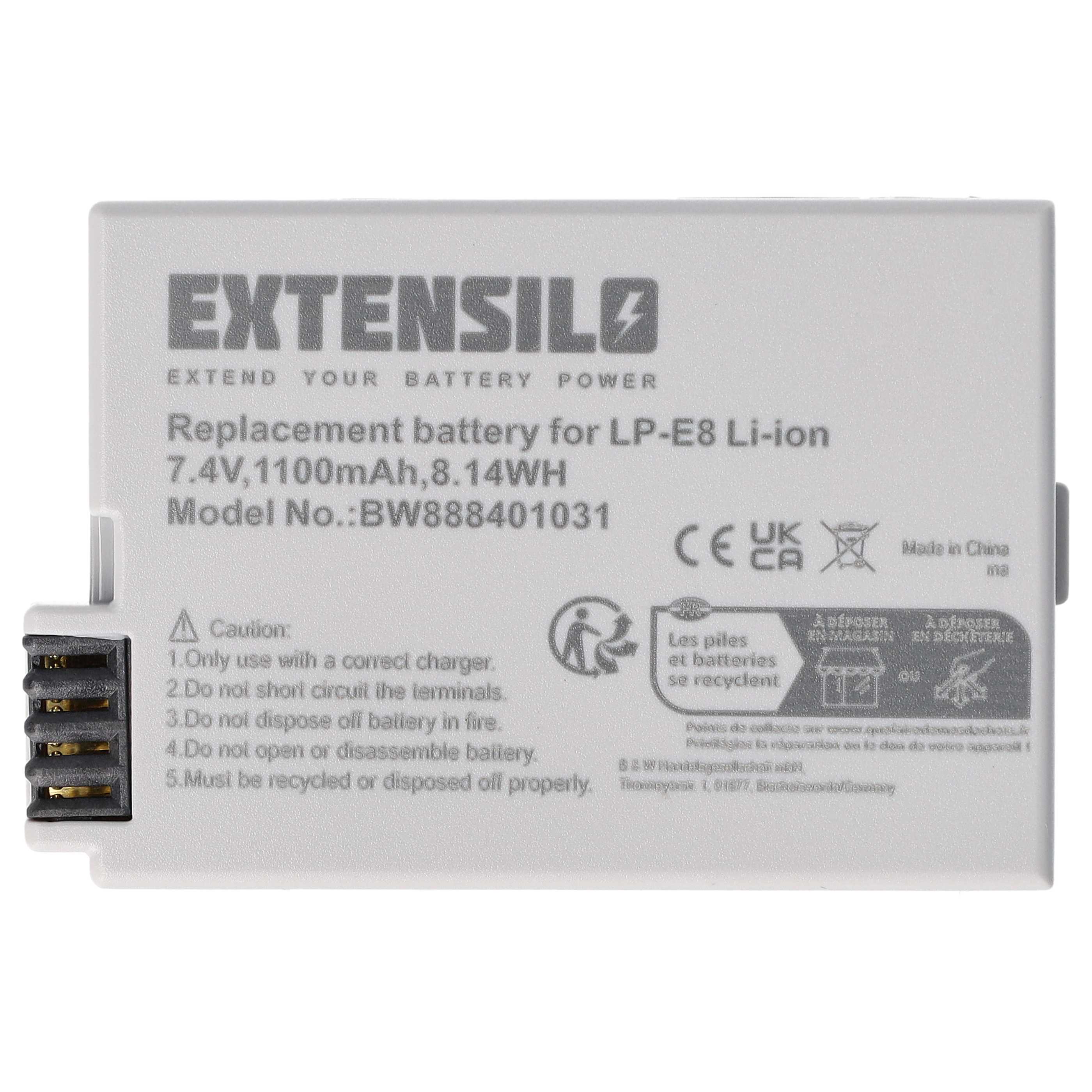 Battery replaces Canon LP-E8 - 1100mAh, 7.4V, Li-Ion
