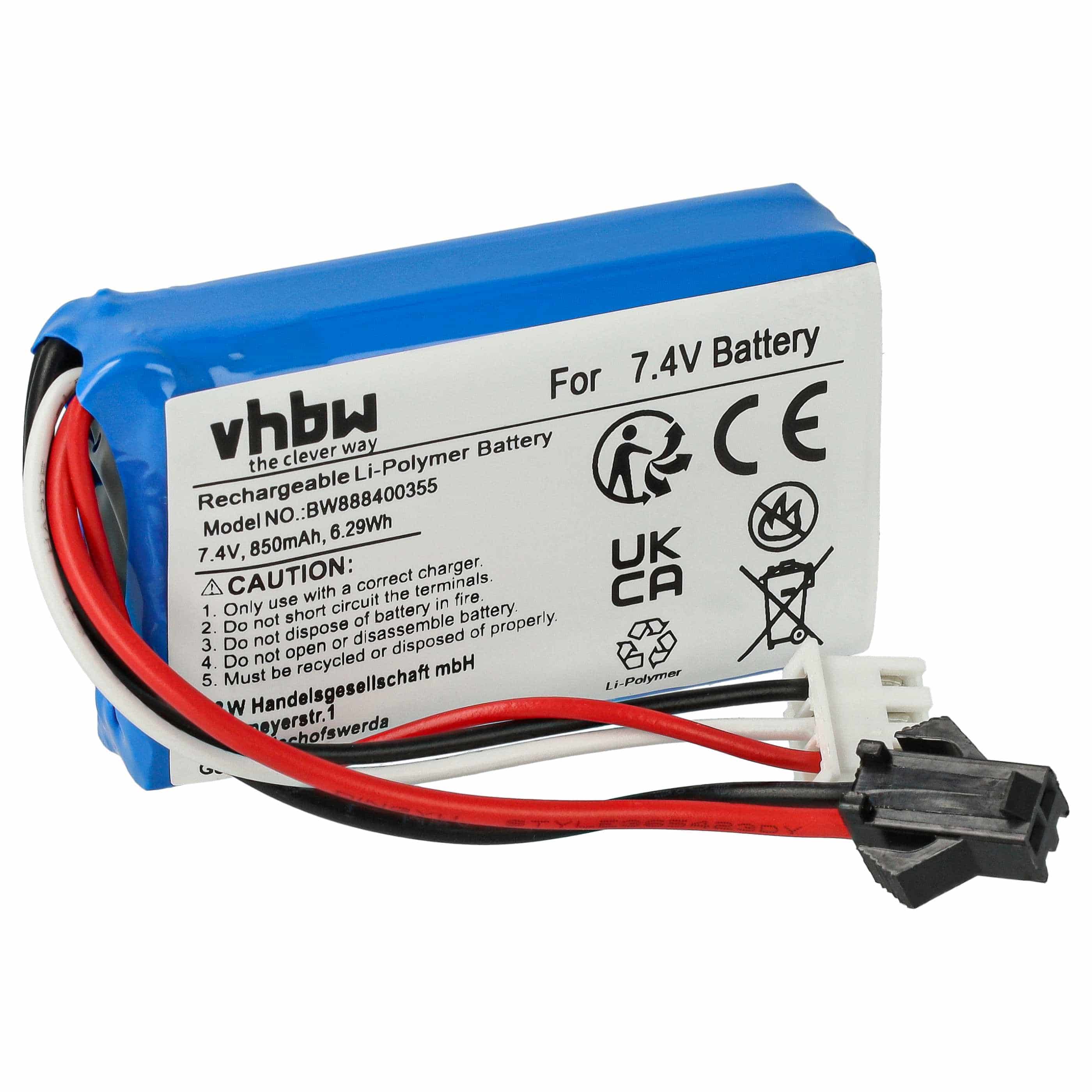 Batterie modèle radio-télécommandé - 850mAh 7,4V Li-polymère, SM-2P