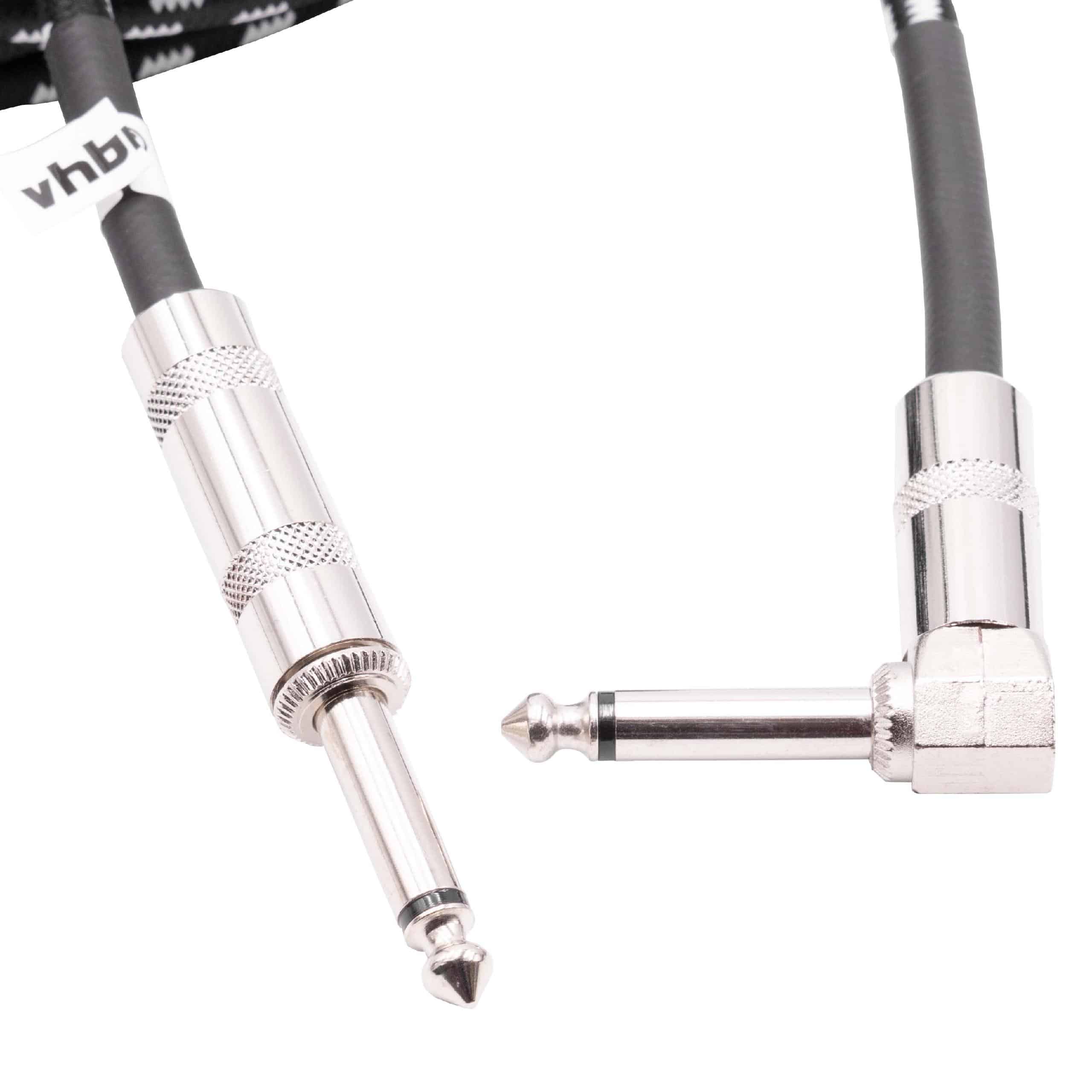 Cable auxiliar 3m para guitarra con clavijas audio de 6,35mm - Clavija macho jack 6,35mm recto-en ángulo