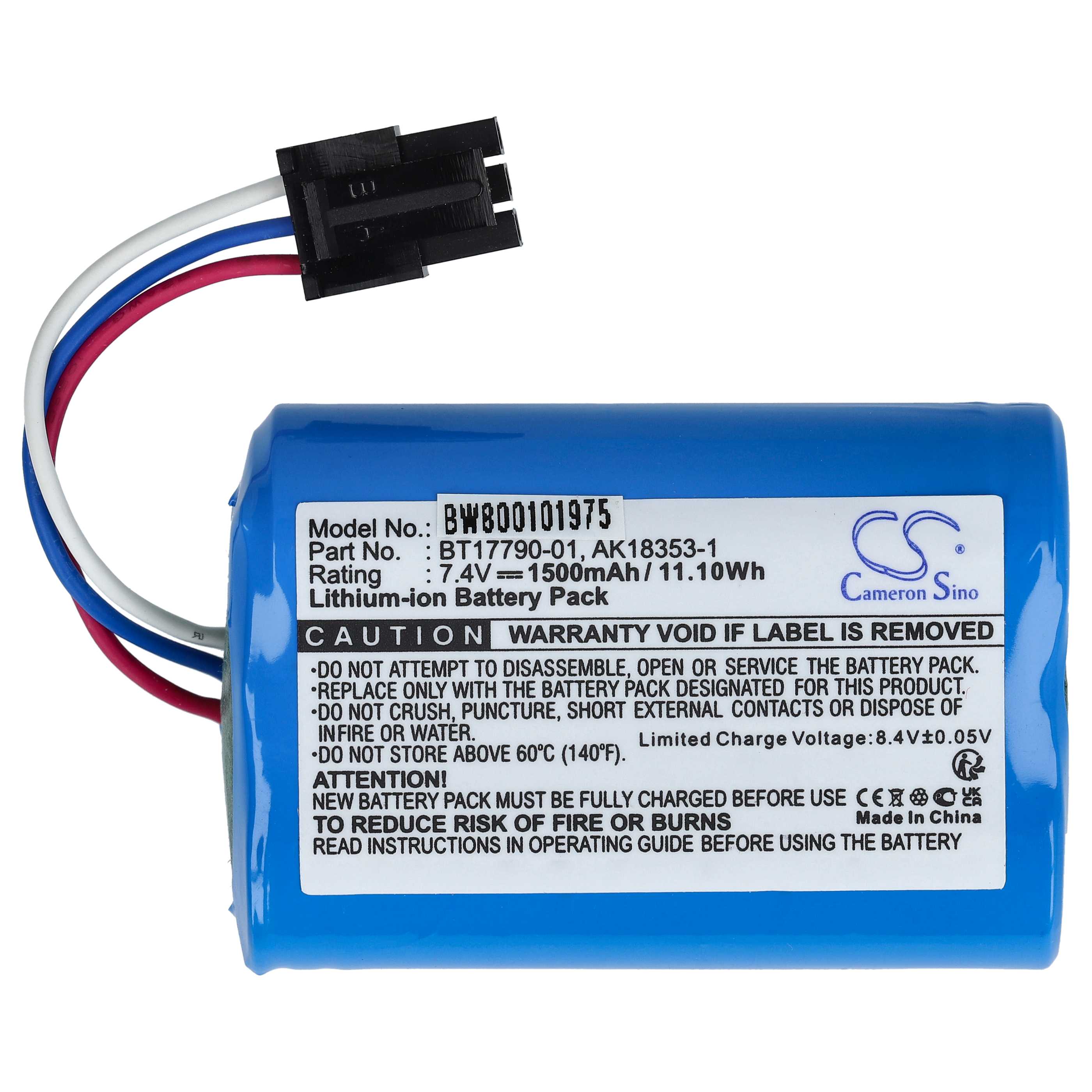 Printer Battery Replacement for Zebra BT17790-1, BT17790-2, M3I-0UB00000-03, AK18353-1 - 1500 mAh 7.4 V Li-Ion