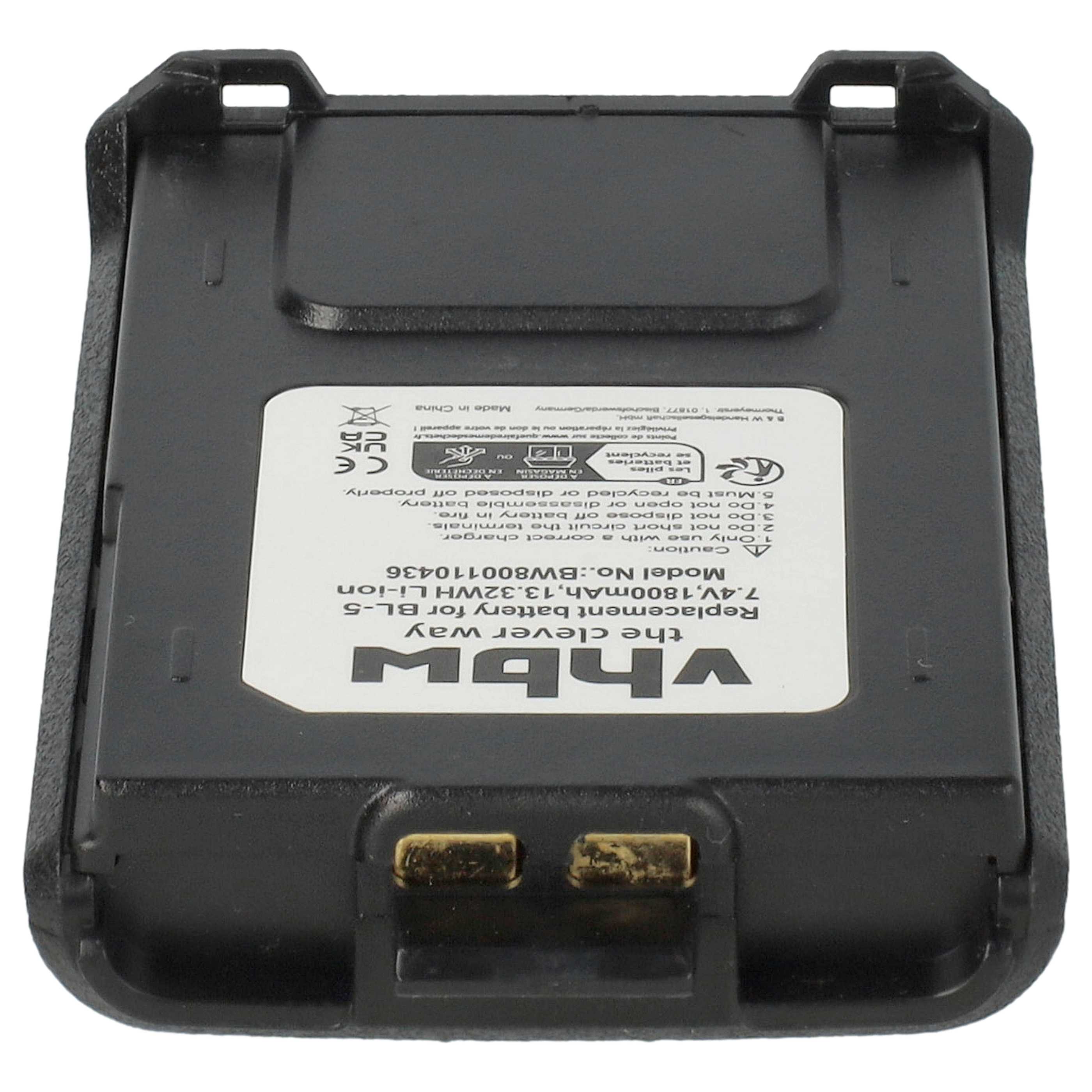 10x Batteries remplace Baofeng BL-5 pour radio talkie-walkie TYT- 1800mAh 7,4V Li-ion