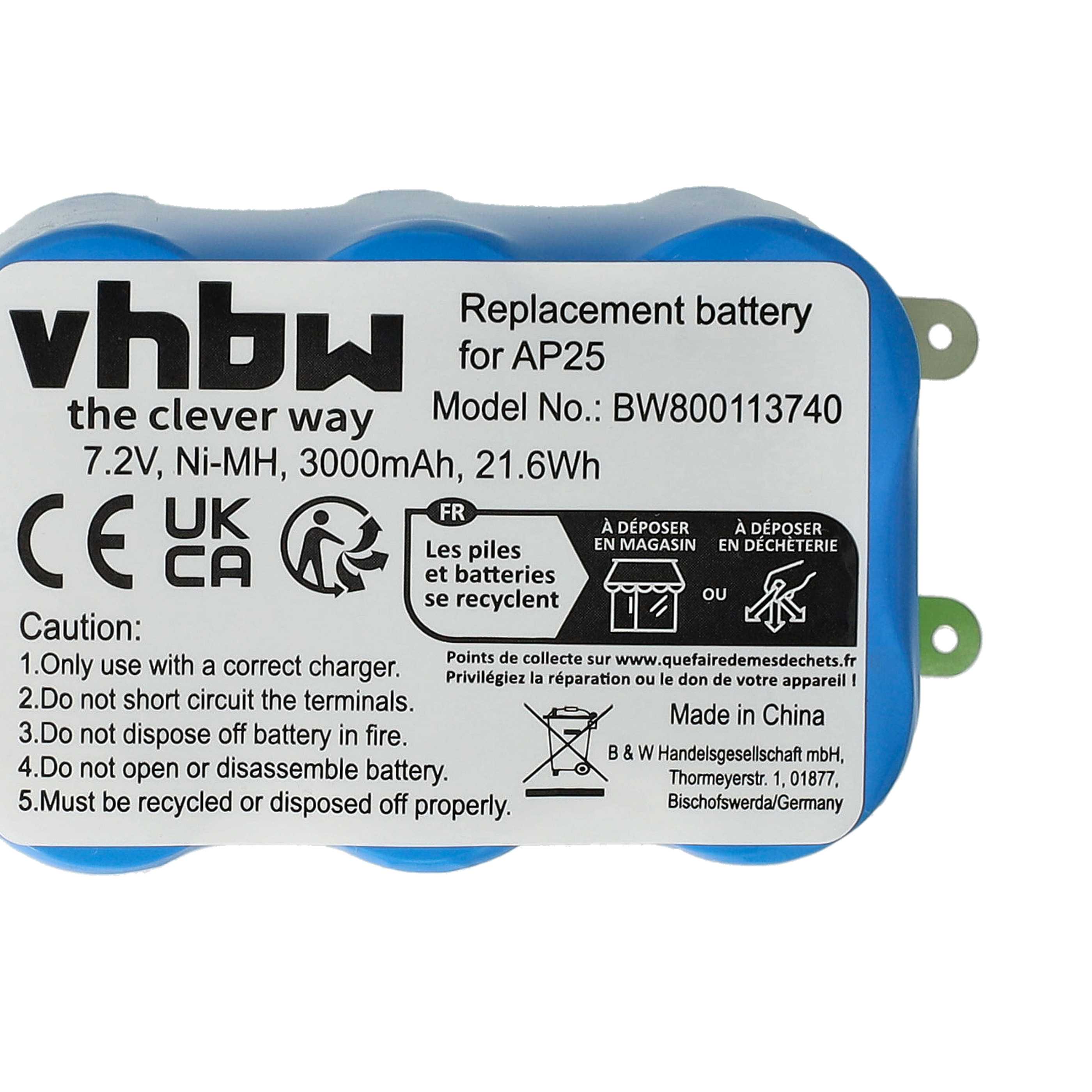 Battery replaces Pellenc AP25 Electric Power Tool - 3000 mAh, 7.2 V, NiMH