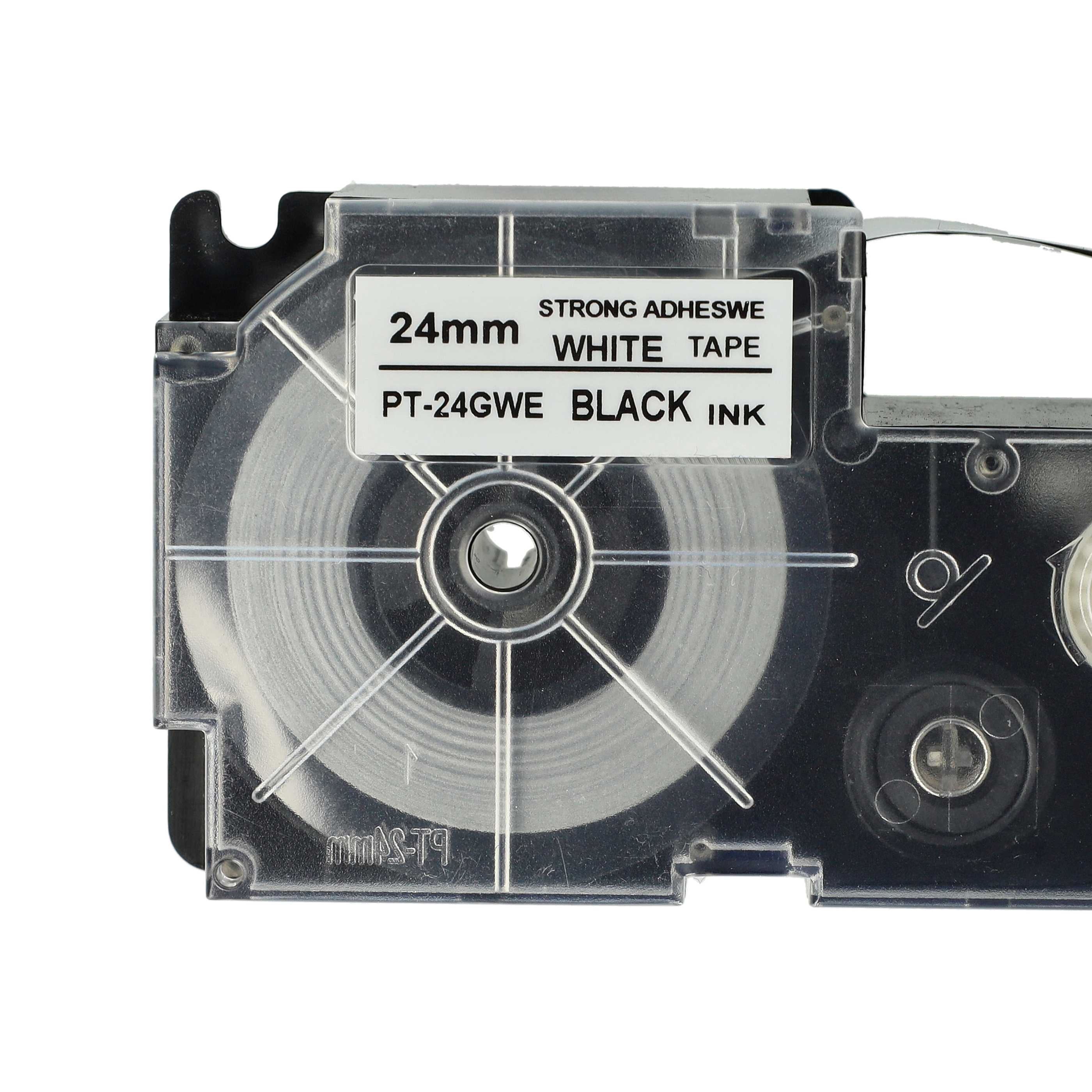 Label Tape replaces Casio XR-24GWE - 24 mm Black to White